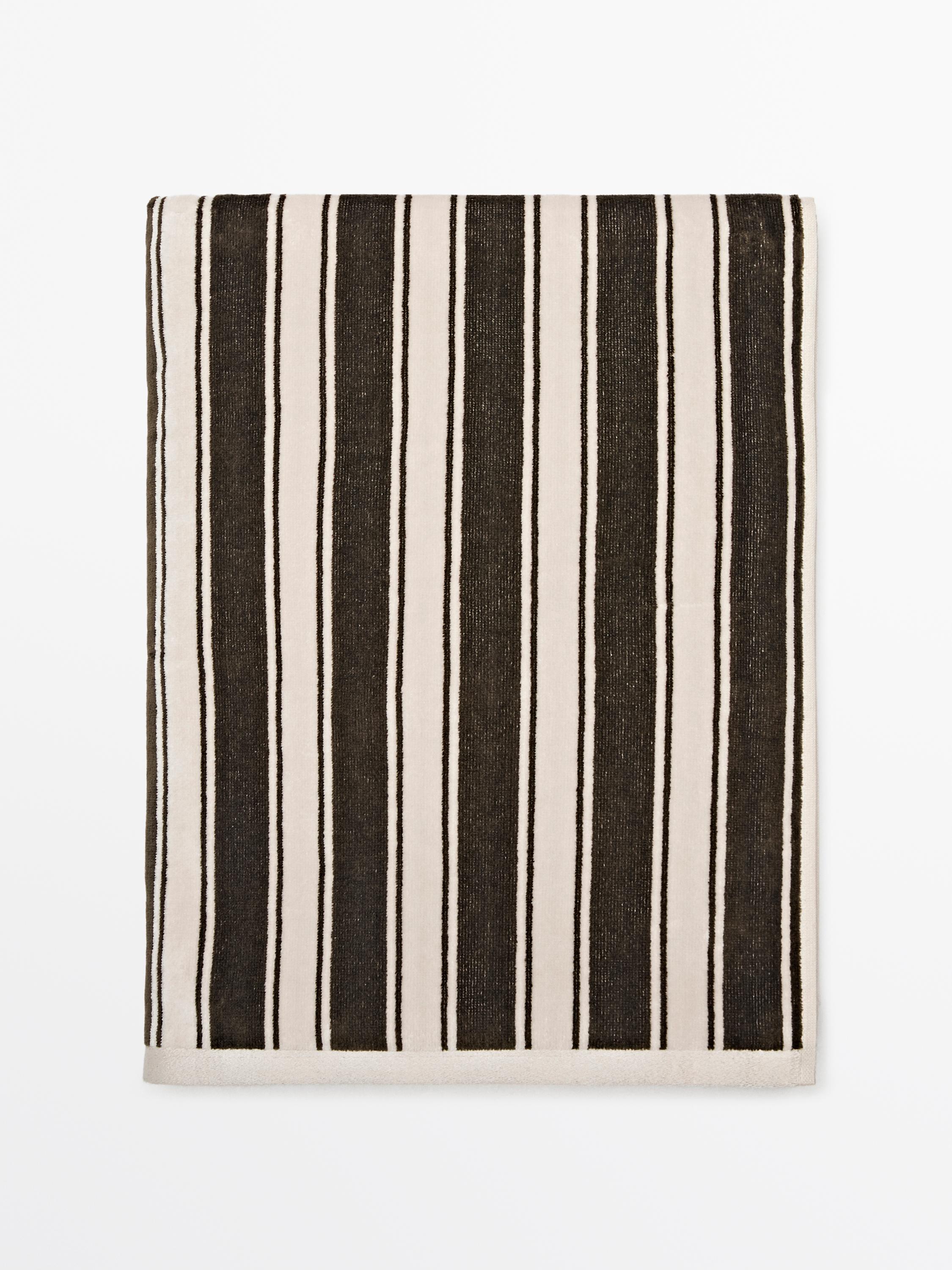 Striped cotton towel Khaki
