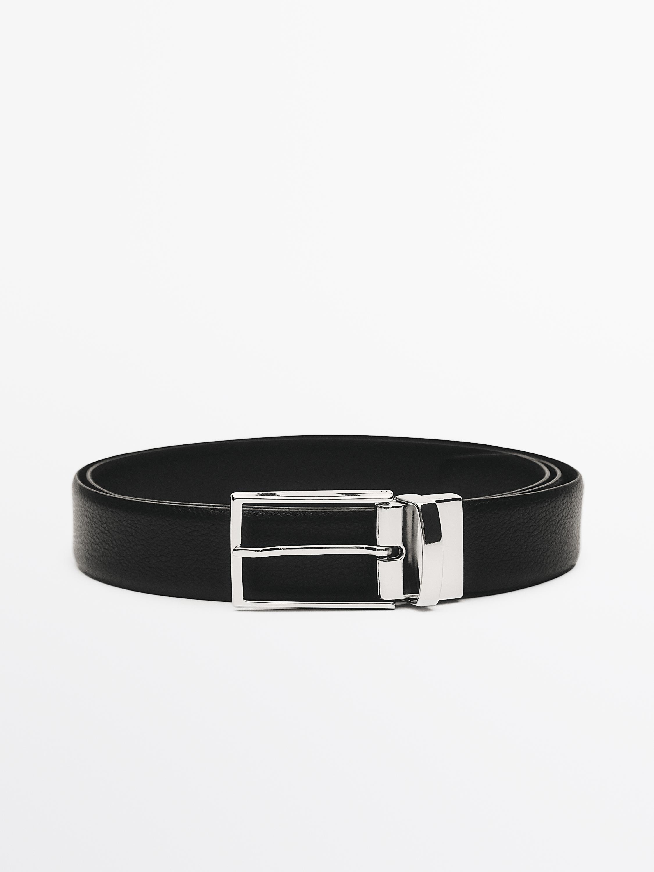 Reversible nappa leather belt Black