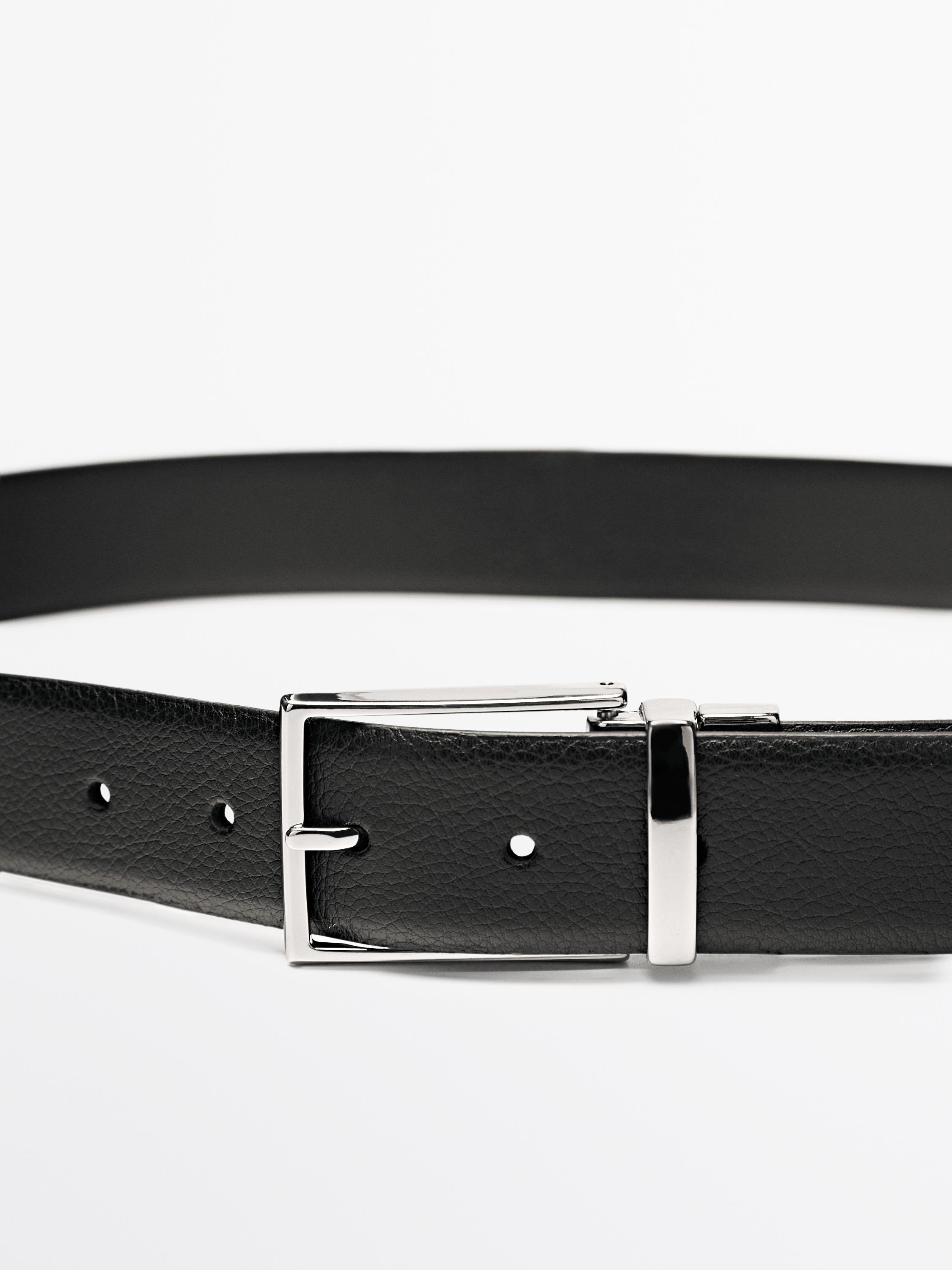 Reversible nappa leather belt Black