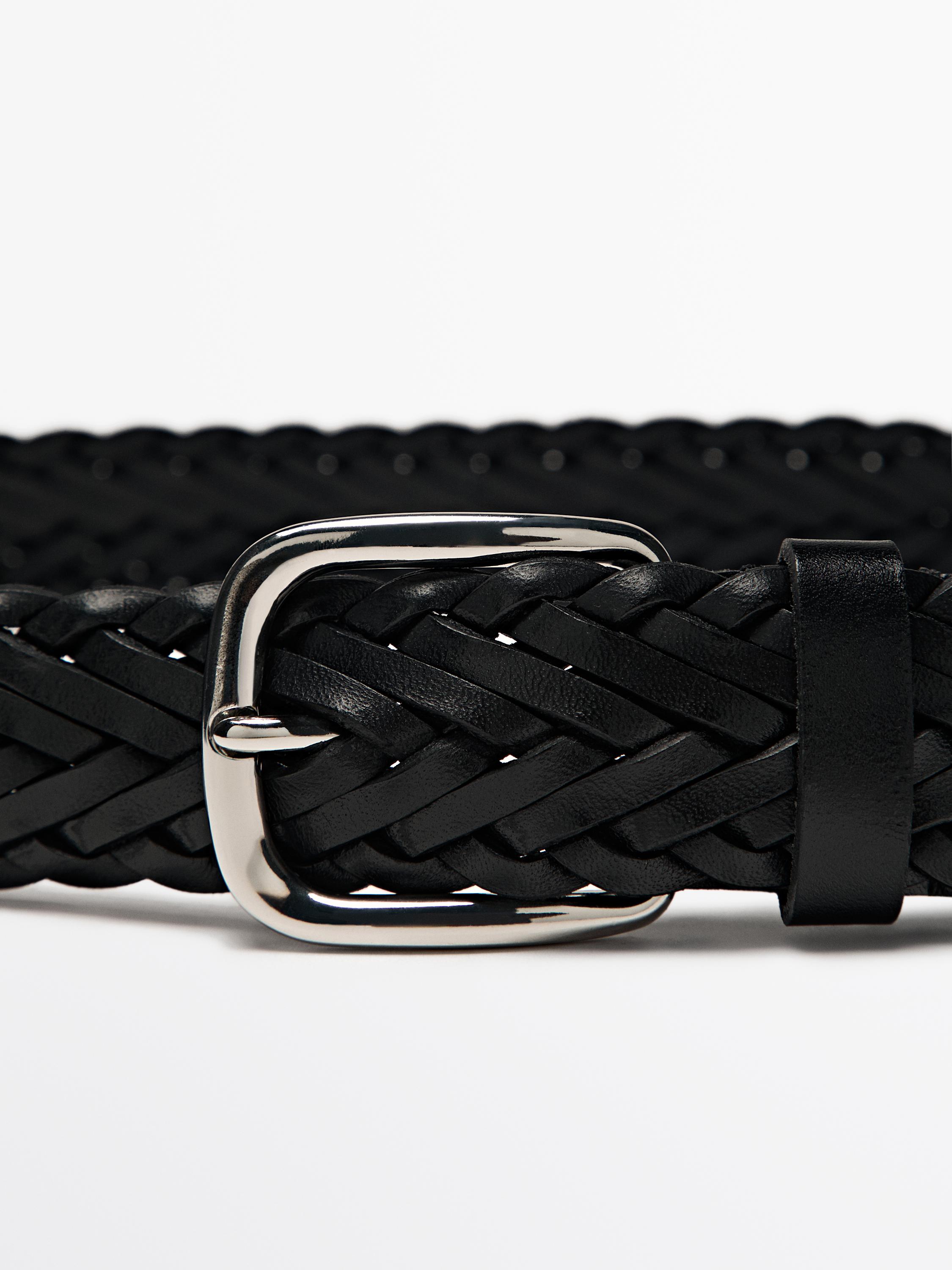 Braided nappa leather belt Black