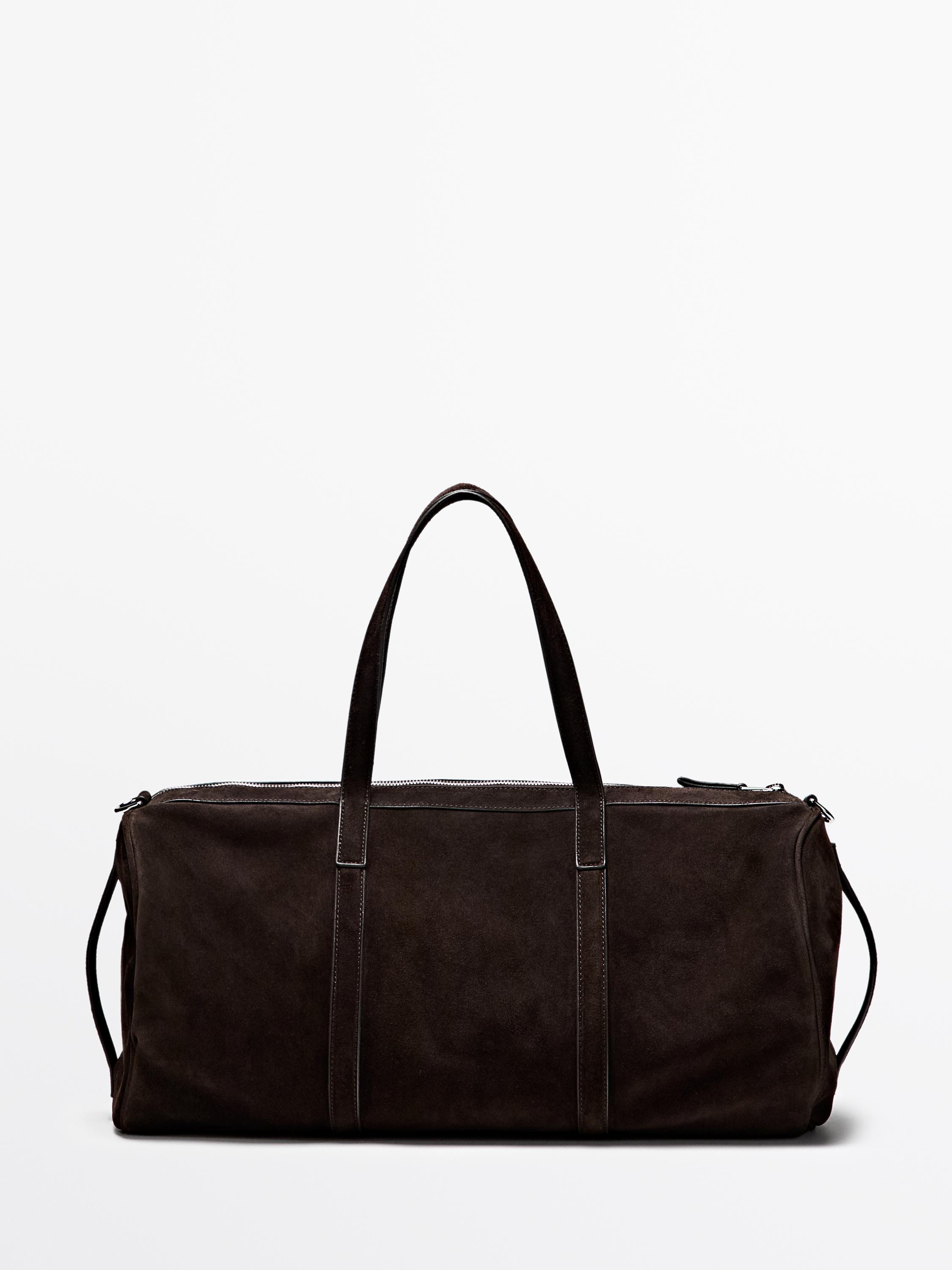 Suede leather travel bag Brown