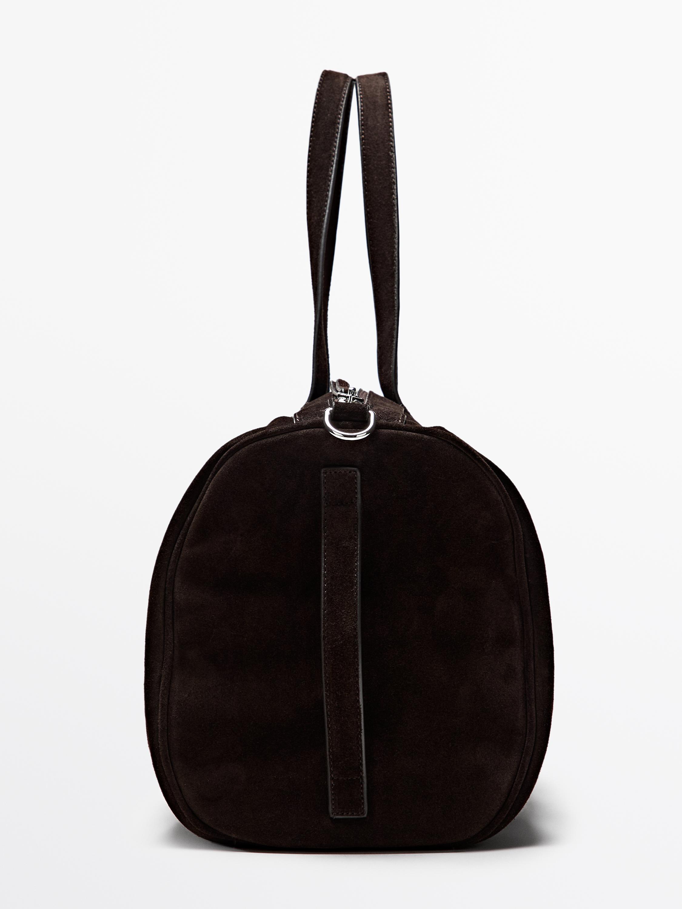 Suede leather travel bag Brown