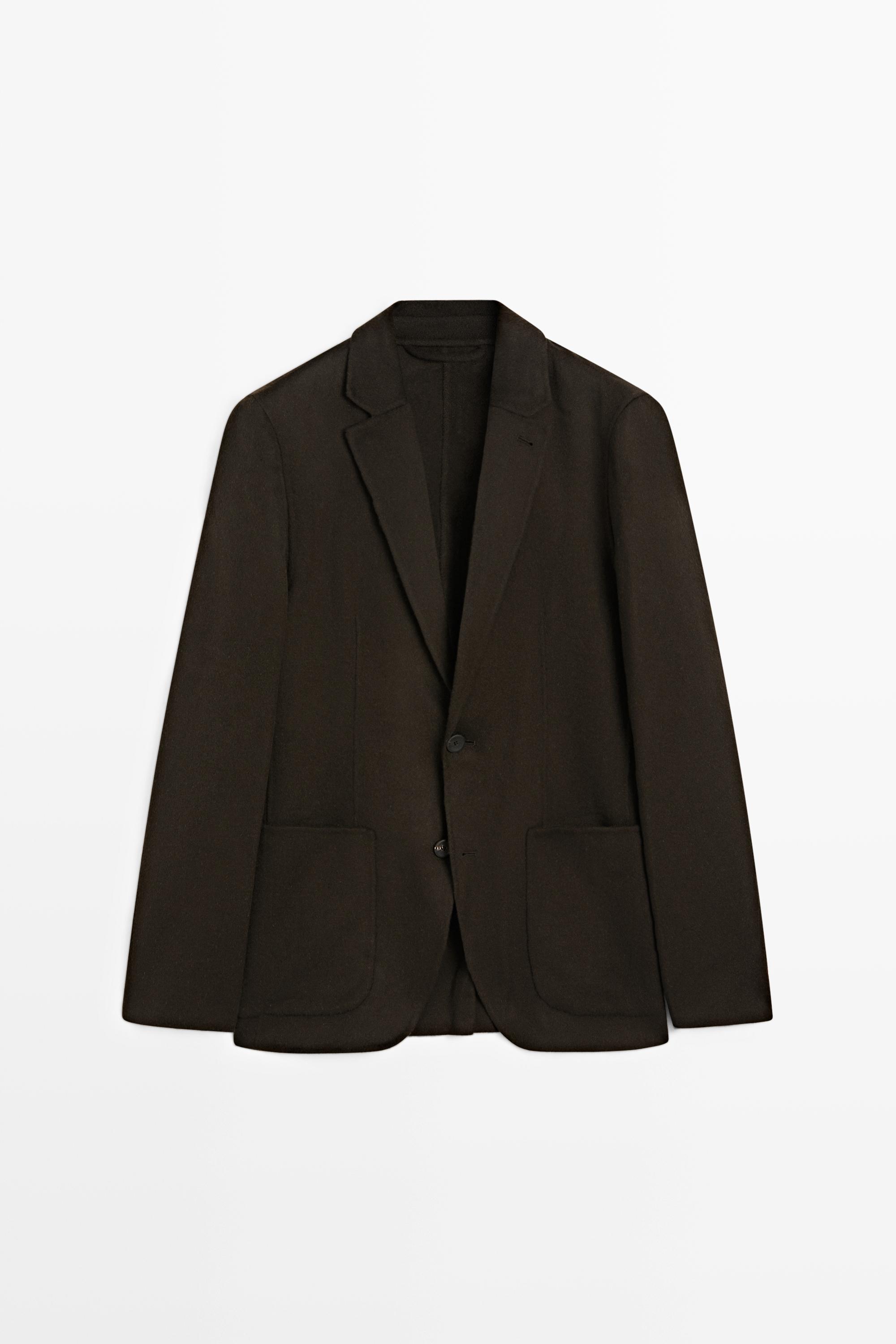 Double-layer wool blend blazer Chocolate