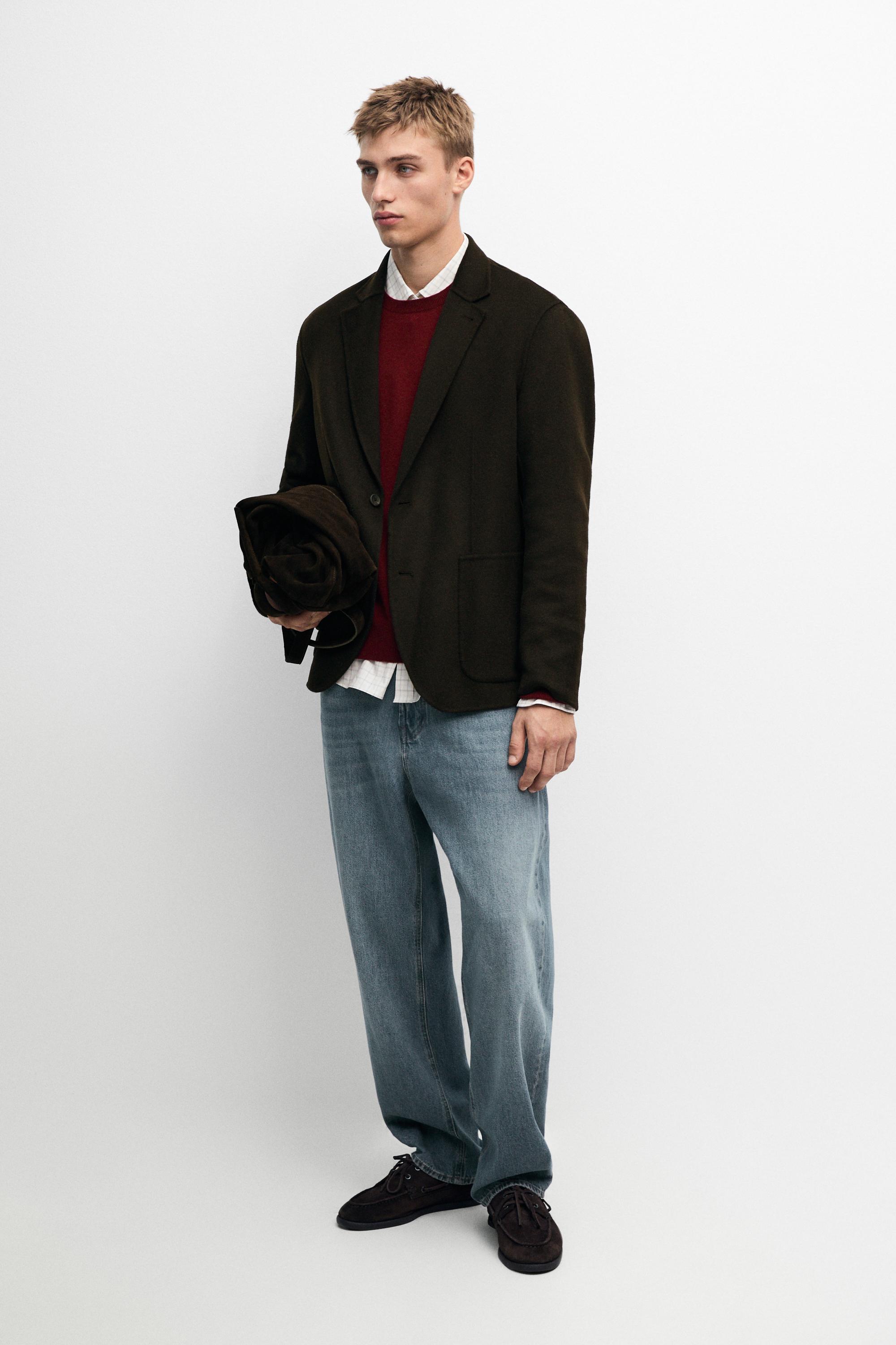 Double-layer wool blend blazer Chocolate