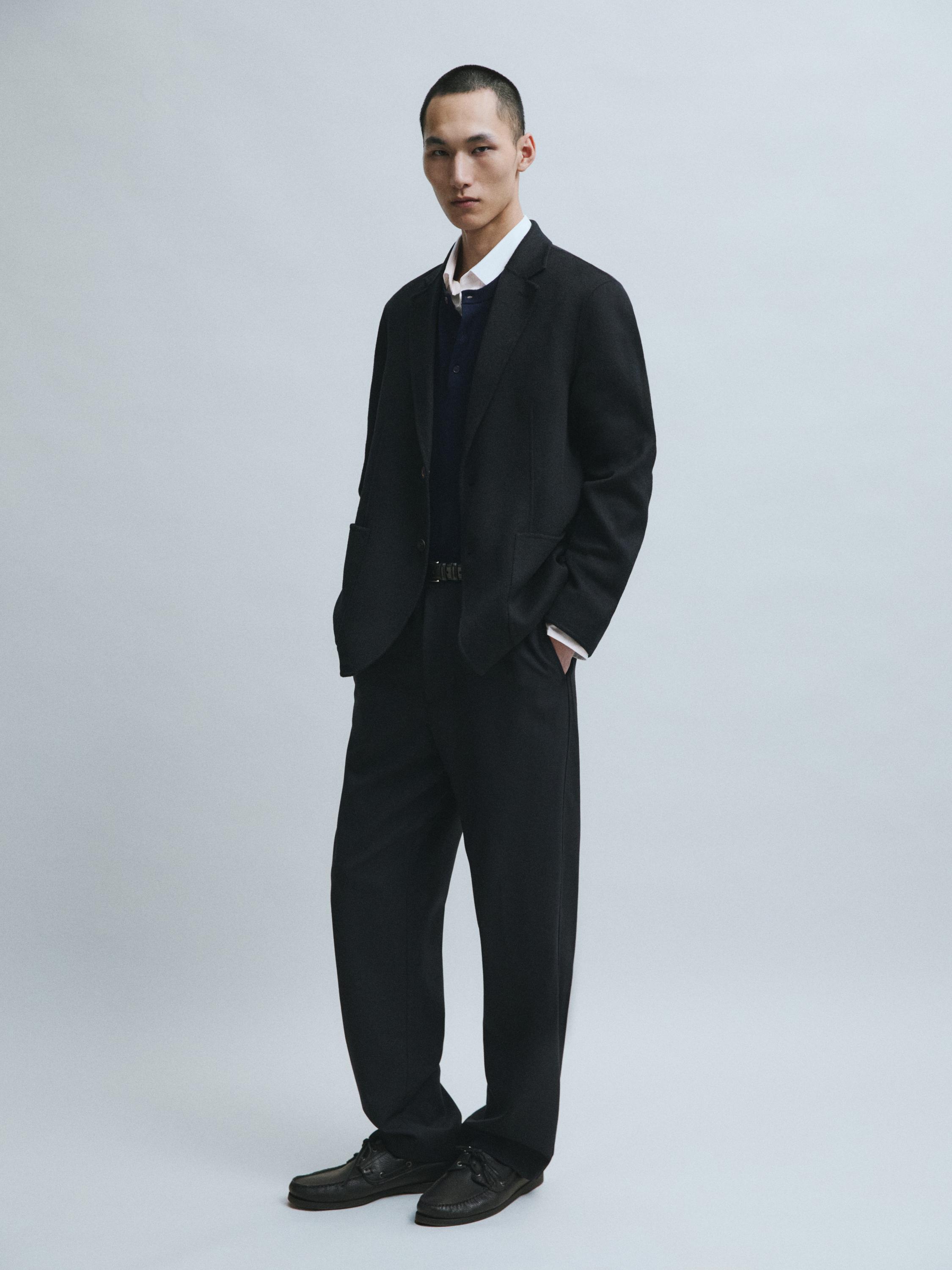 Double-faced wool blend blazer Deep Blue