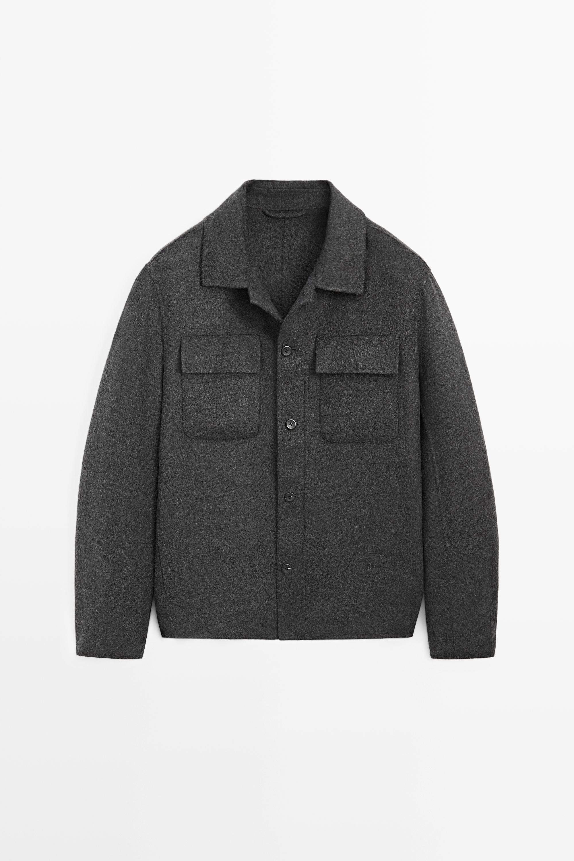 Wool blend overshirt with pocket detail Charcoal
