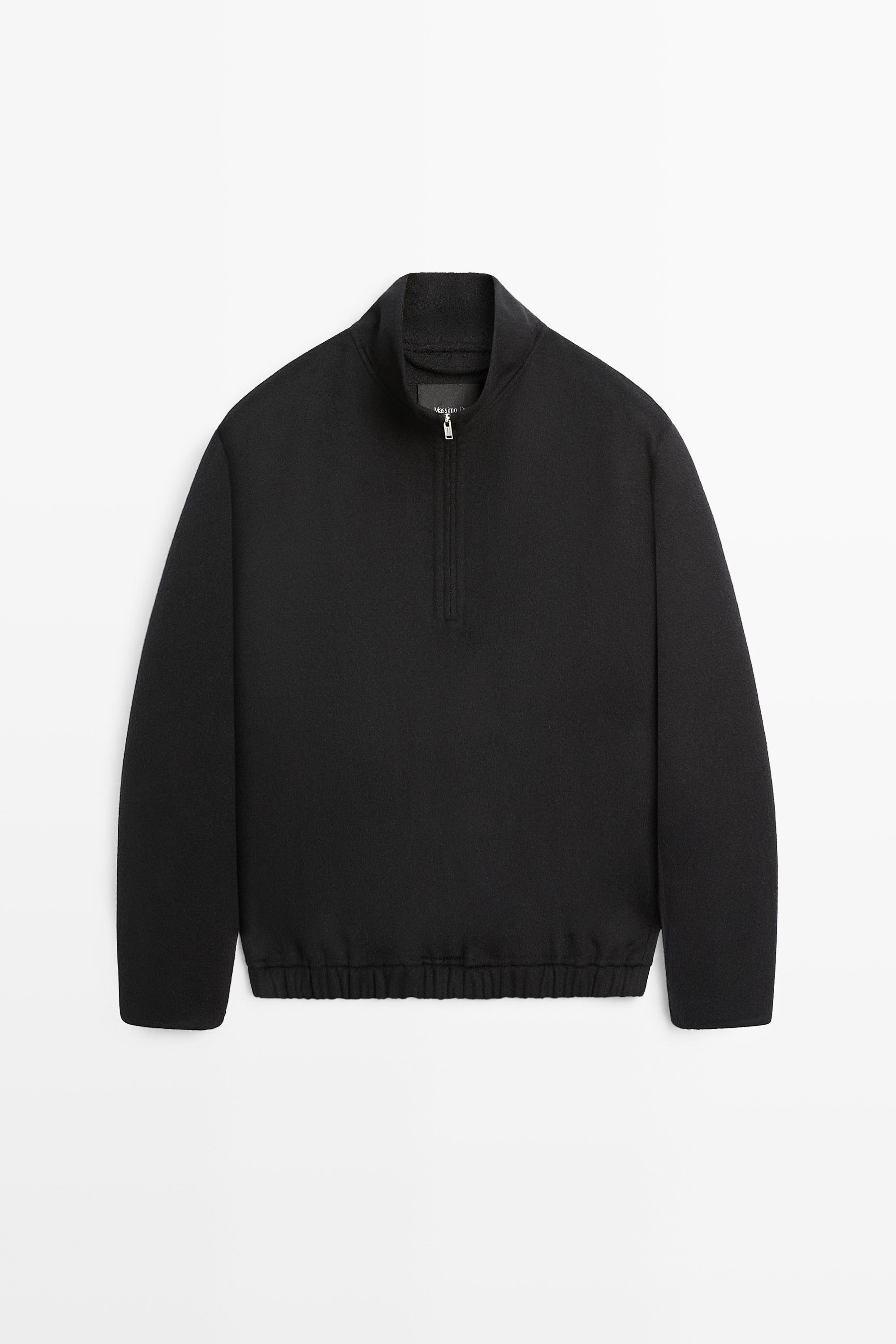 Wool blend double-faced mock neck sweatshirt Navy Blue