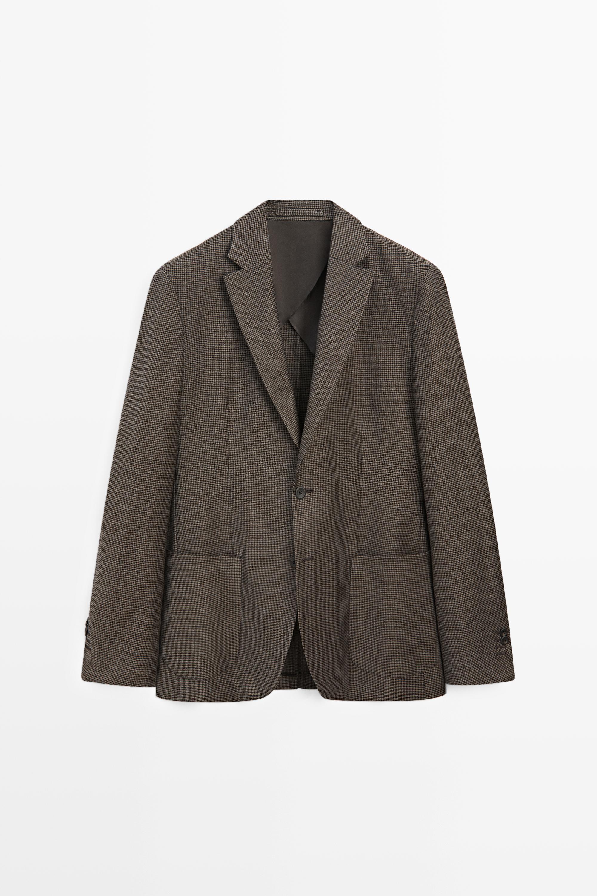 Wool-blend blazer with pocket details Brown