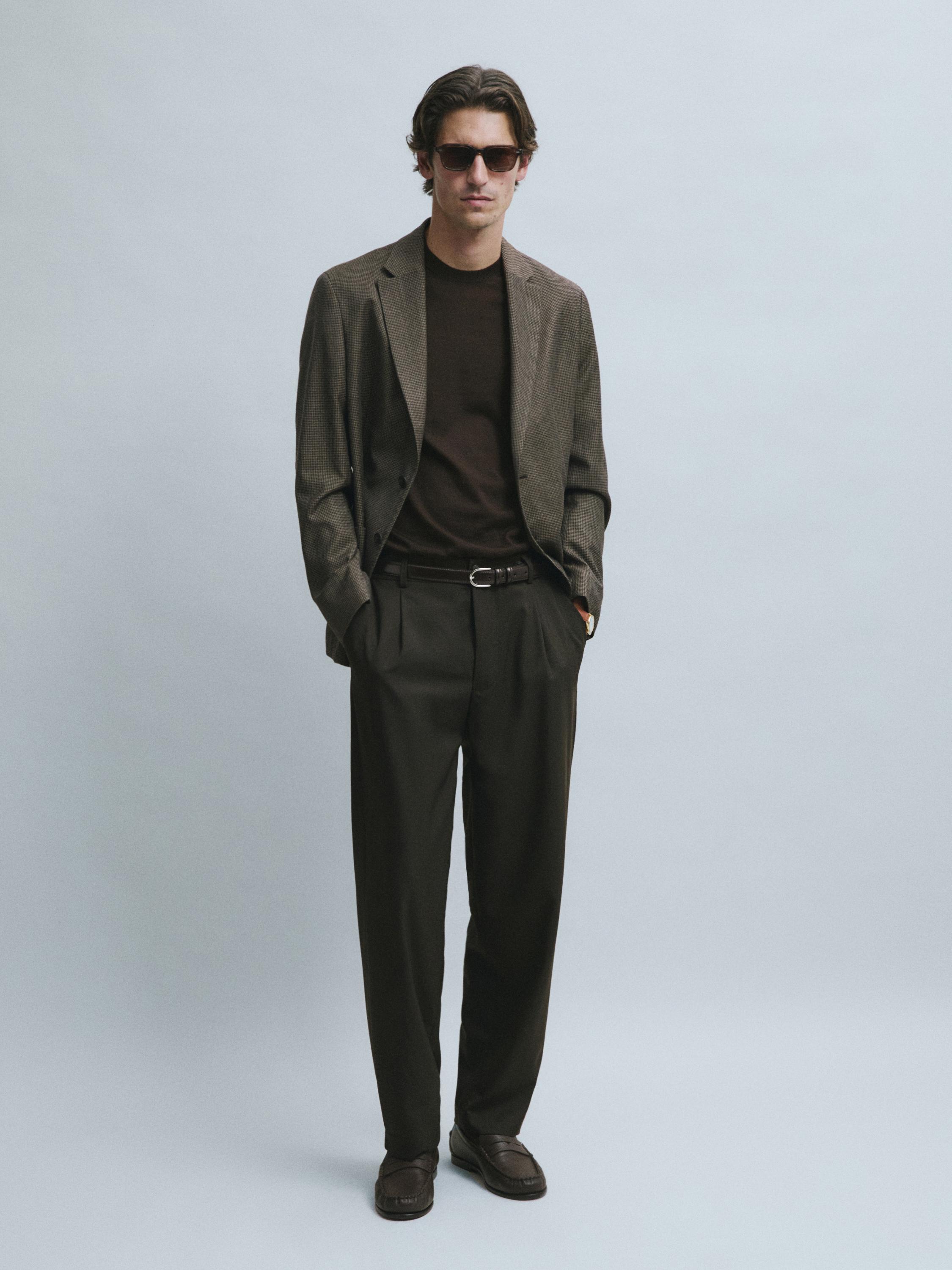 Wool-blend blazer with pocket details Brown