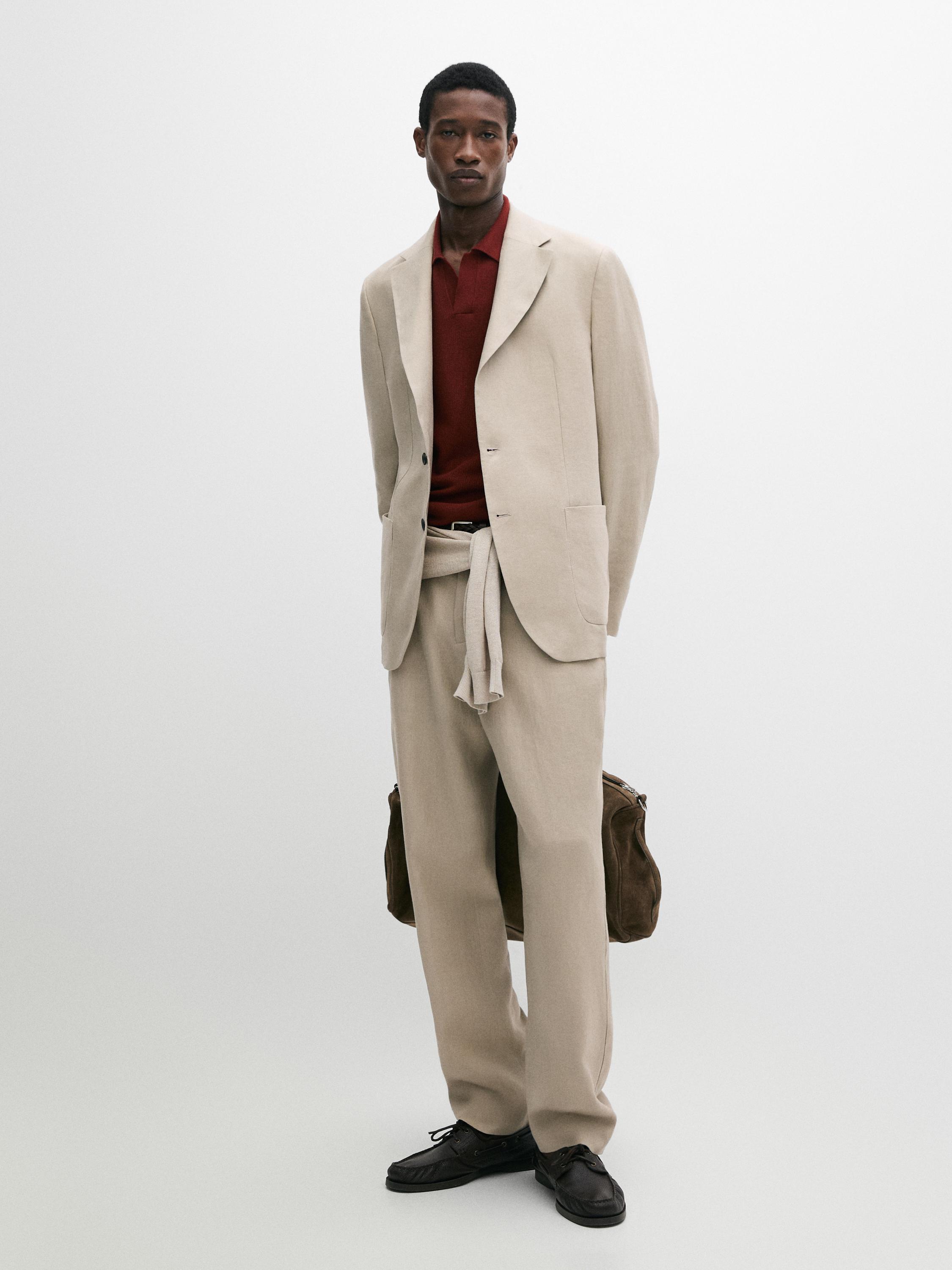 100% linen suit blazer Beige