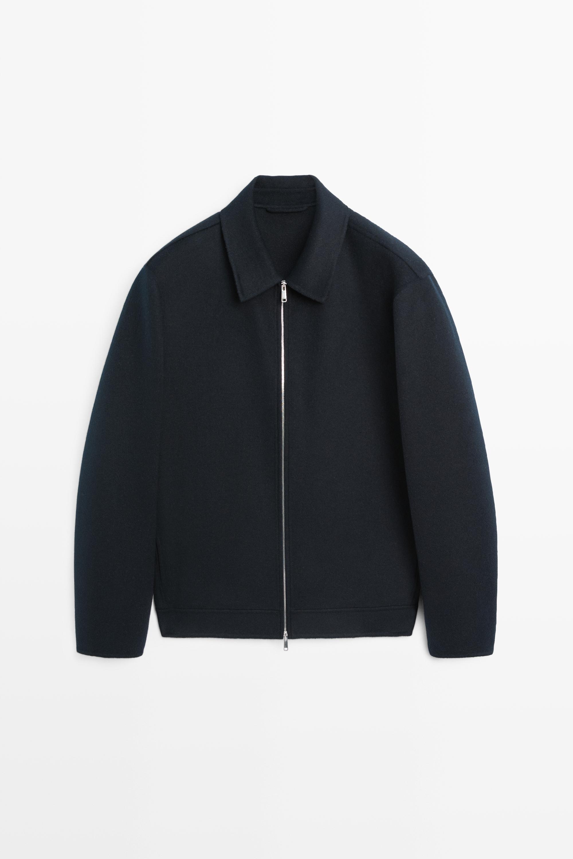 Wool blend double fabric jacket Deep Blue