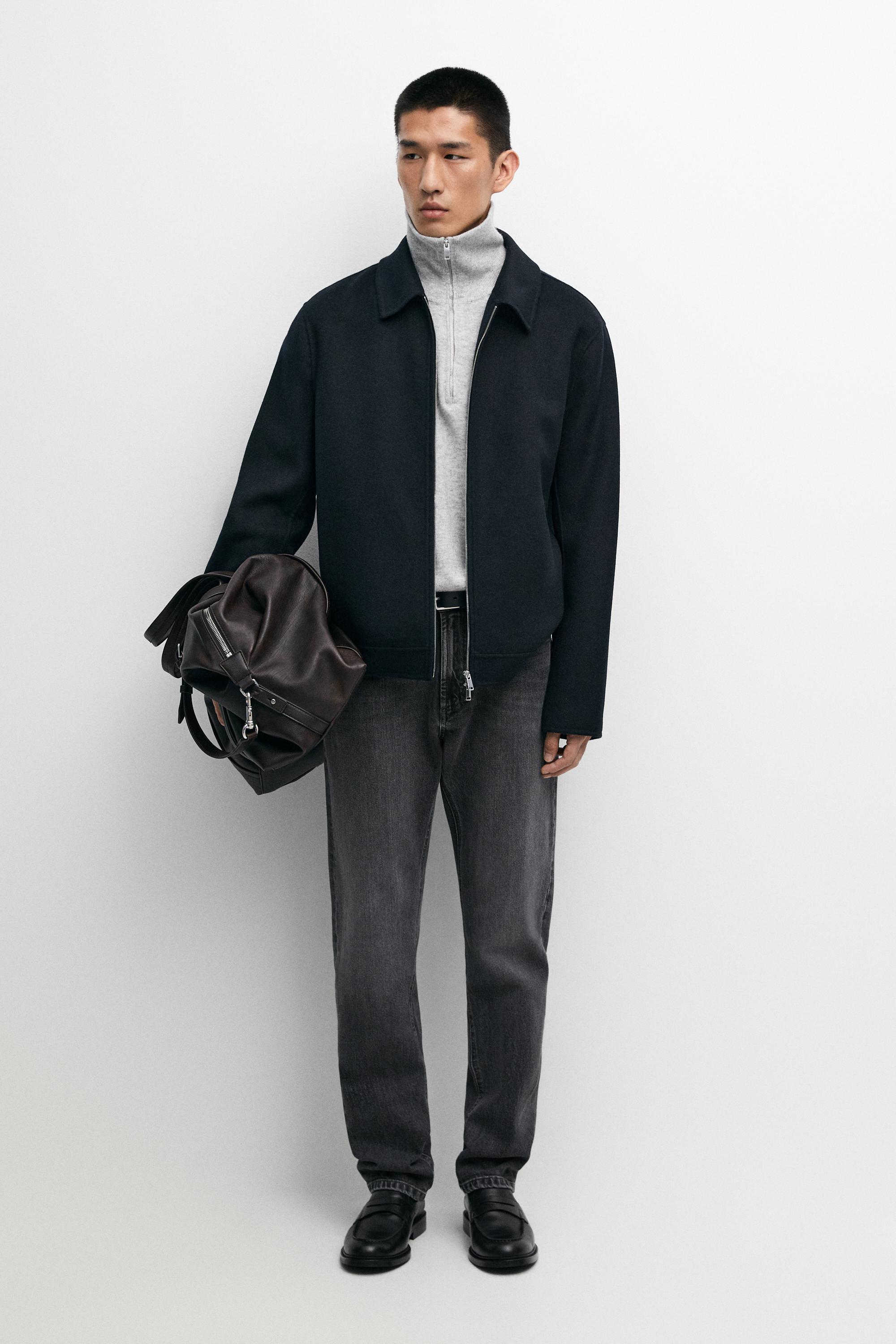 Wool blend double fabric jacket Deep Blue