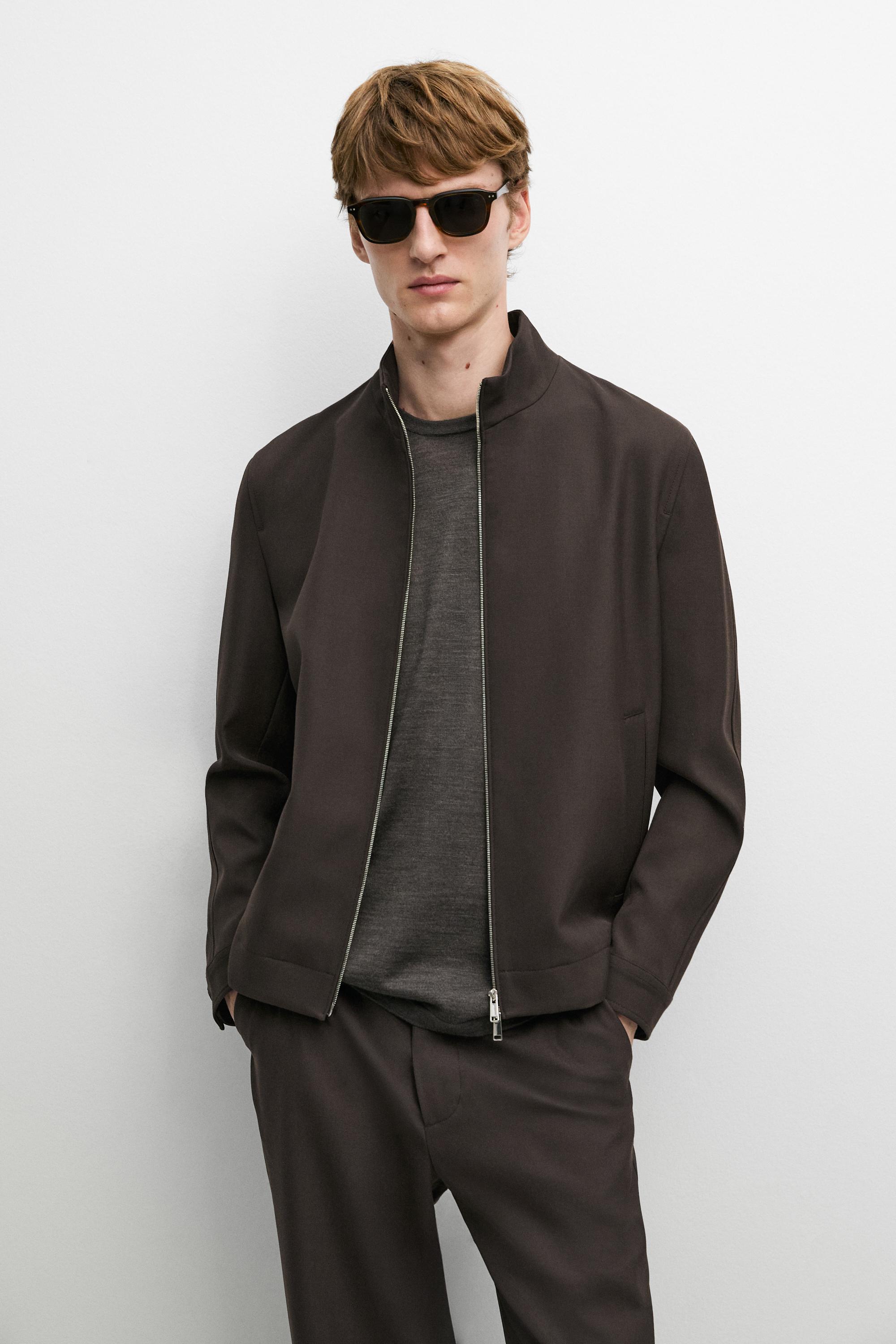 100% cool wool total look jacket Brown