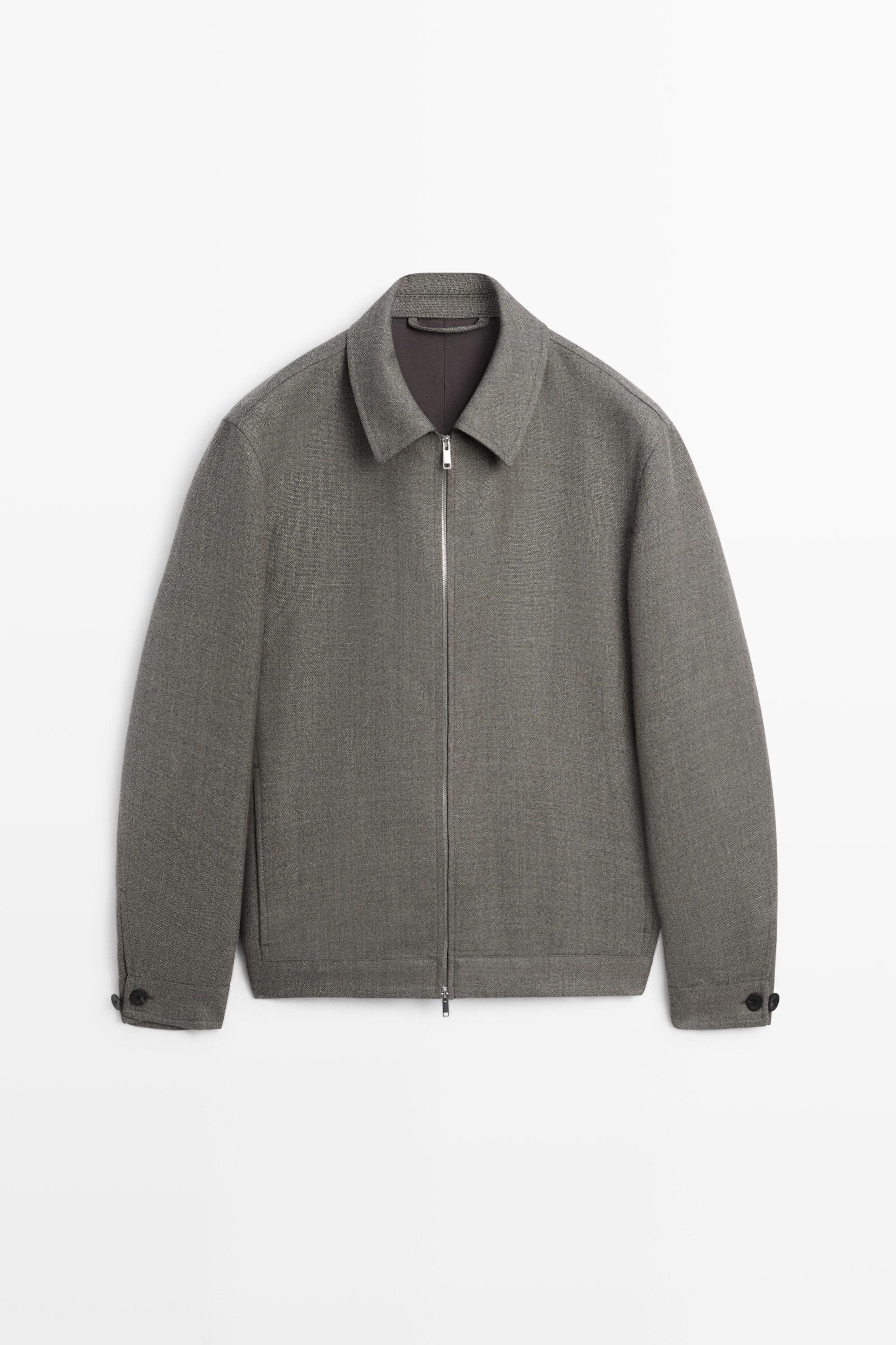 100% wool structured jacket Greyish Green