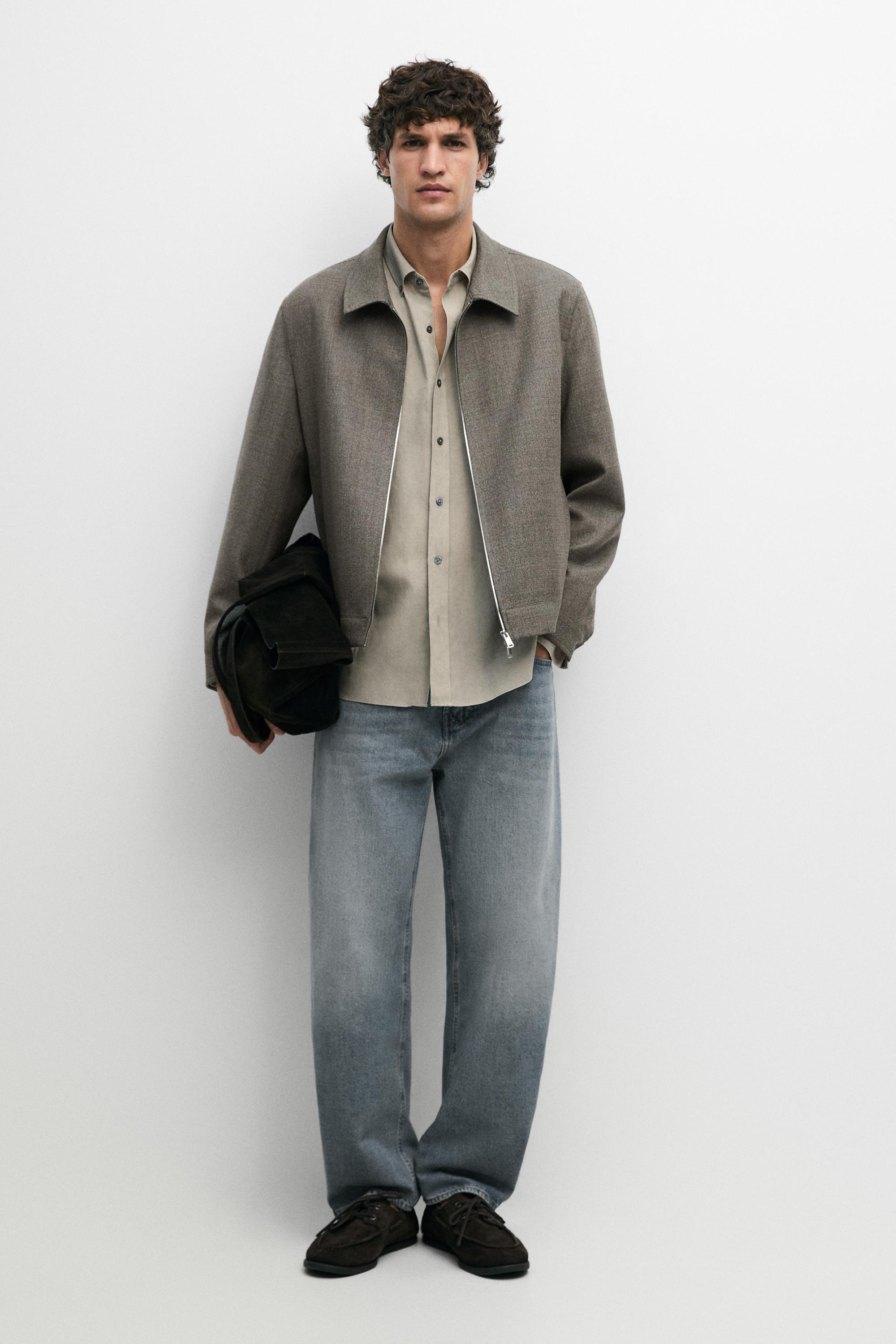 100% wool structured jacket Greyish Green