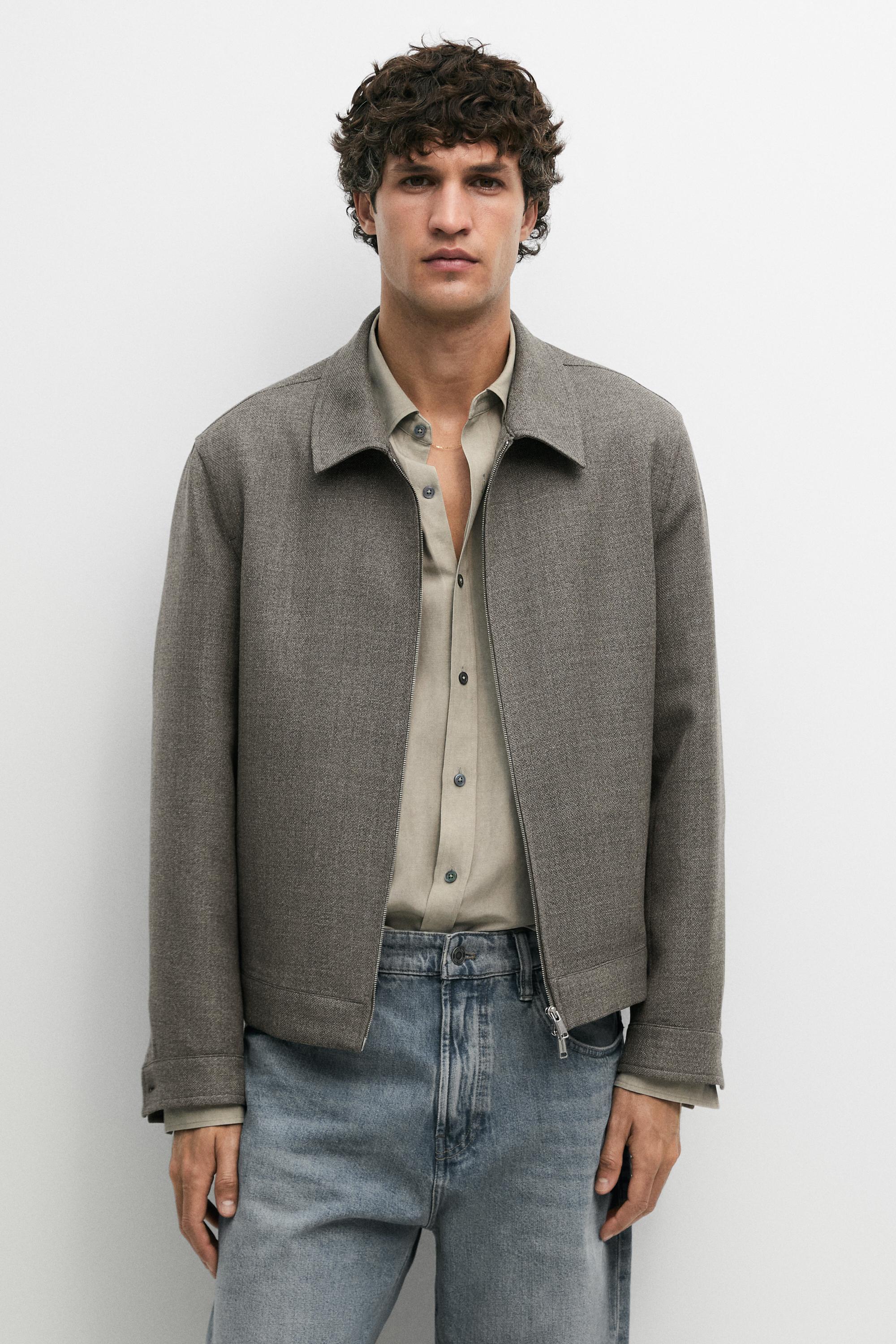 100% wool structured jacket Greyish Green