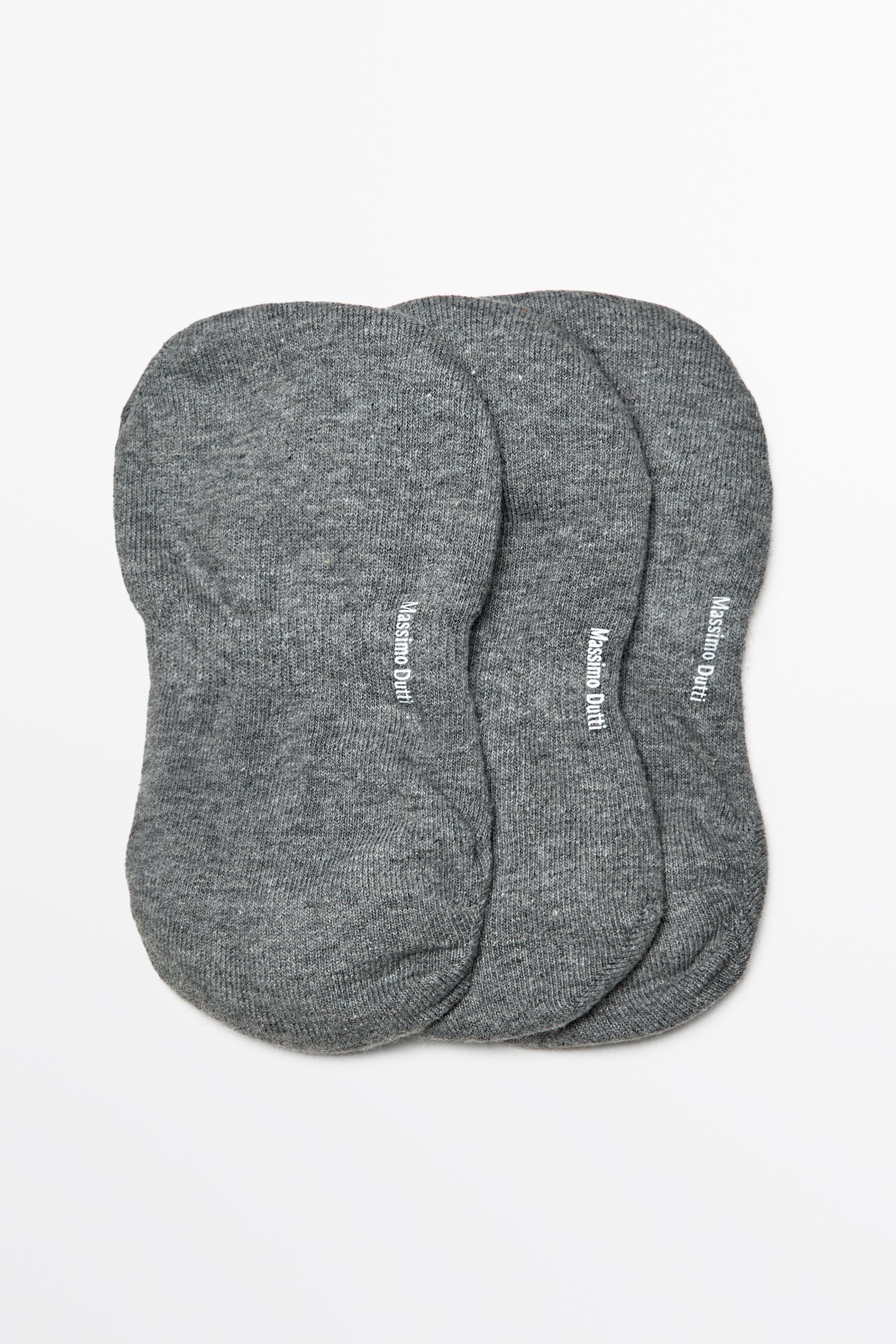 Pack of 3 pairs of no-show cotton blend socks Charcoal