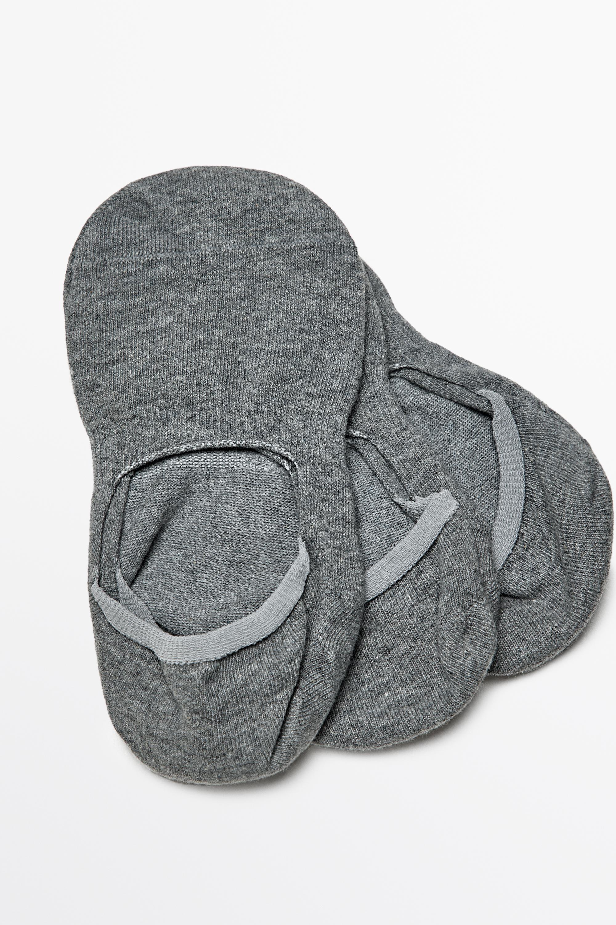Pack of 3 pairs of no-show cotton blend socks Charcoal