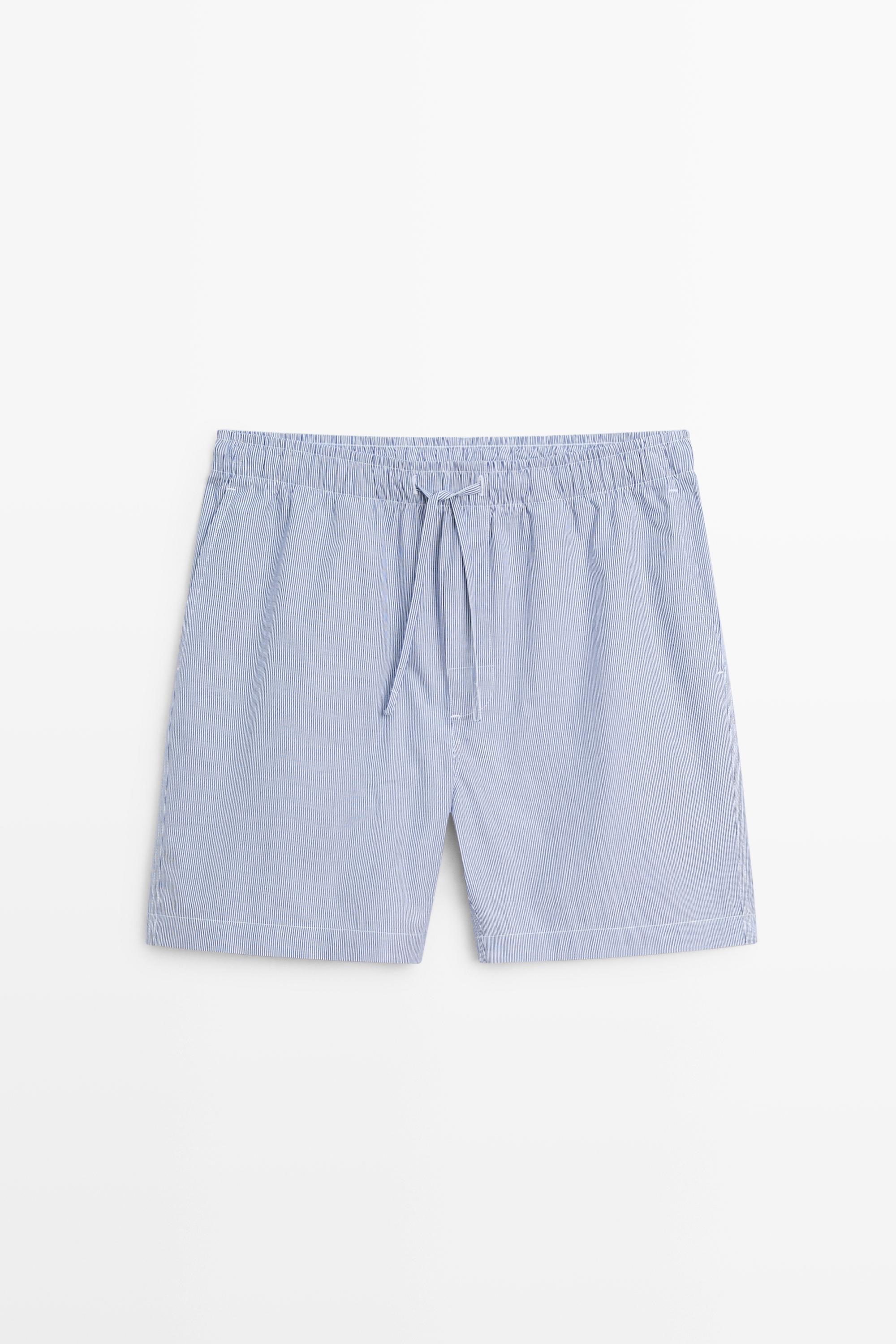 Short sleeve pyjama top and striped trousers Navy Blue