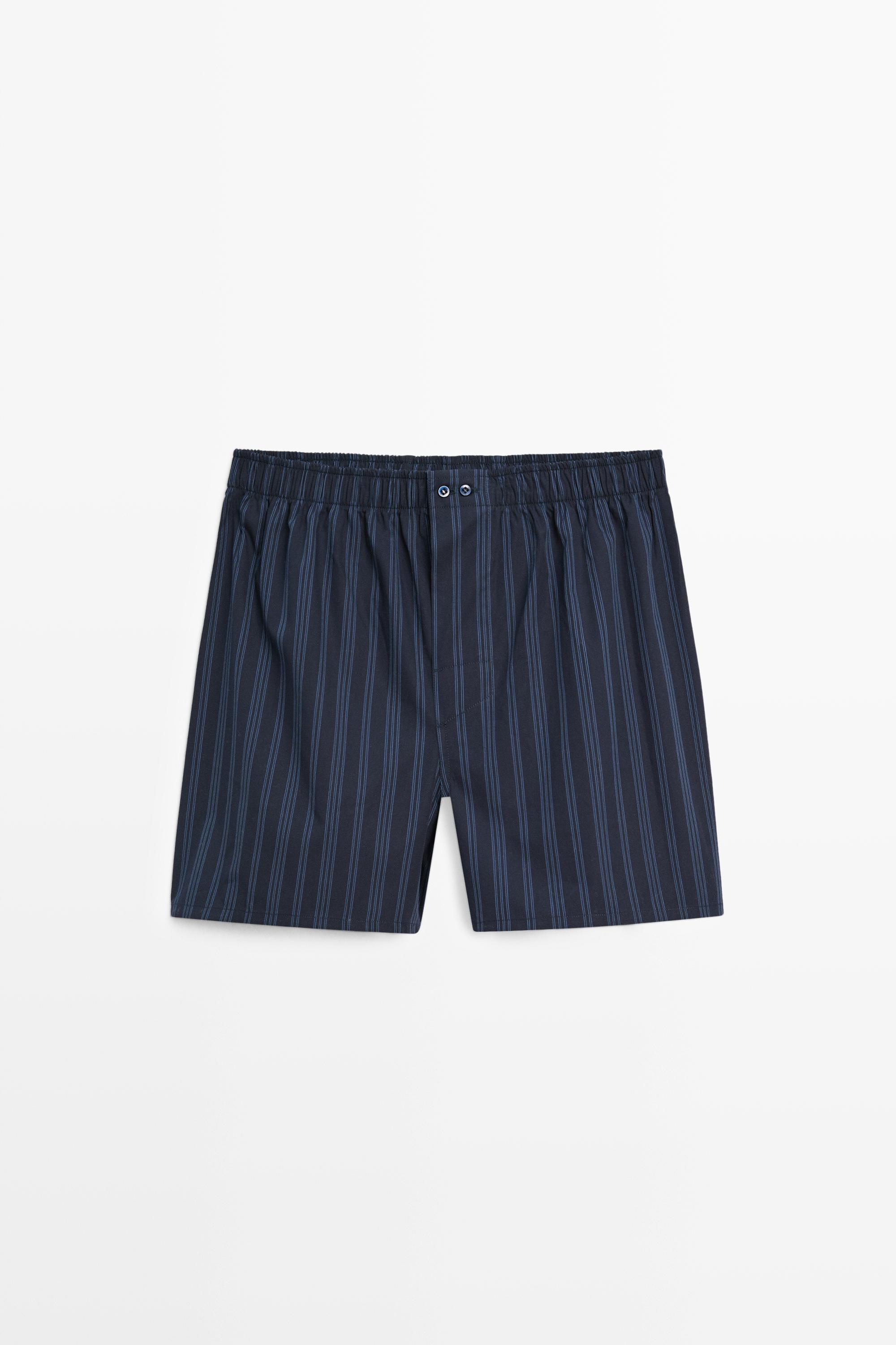 100% cotton striped boxers Navy Blue
