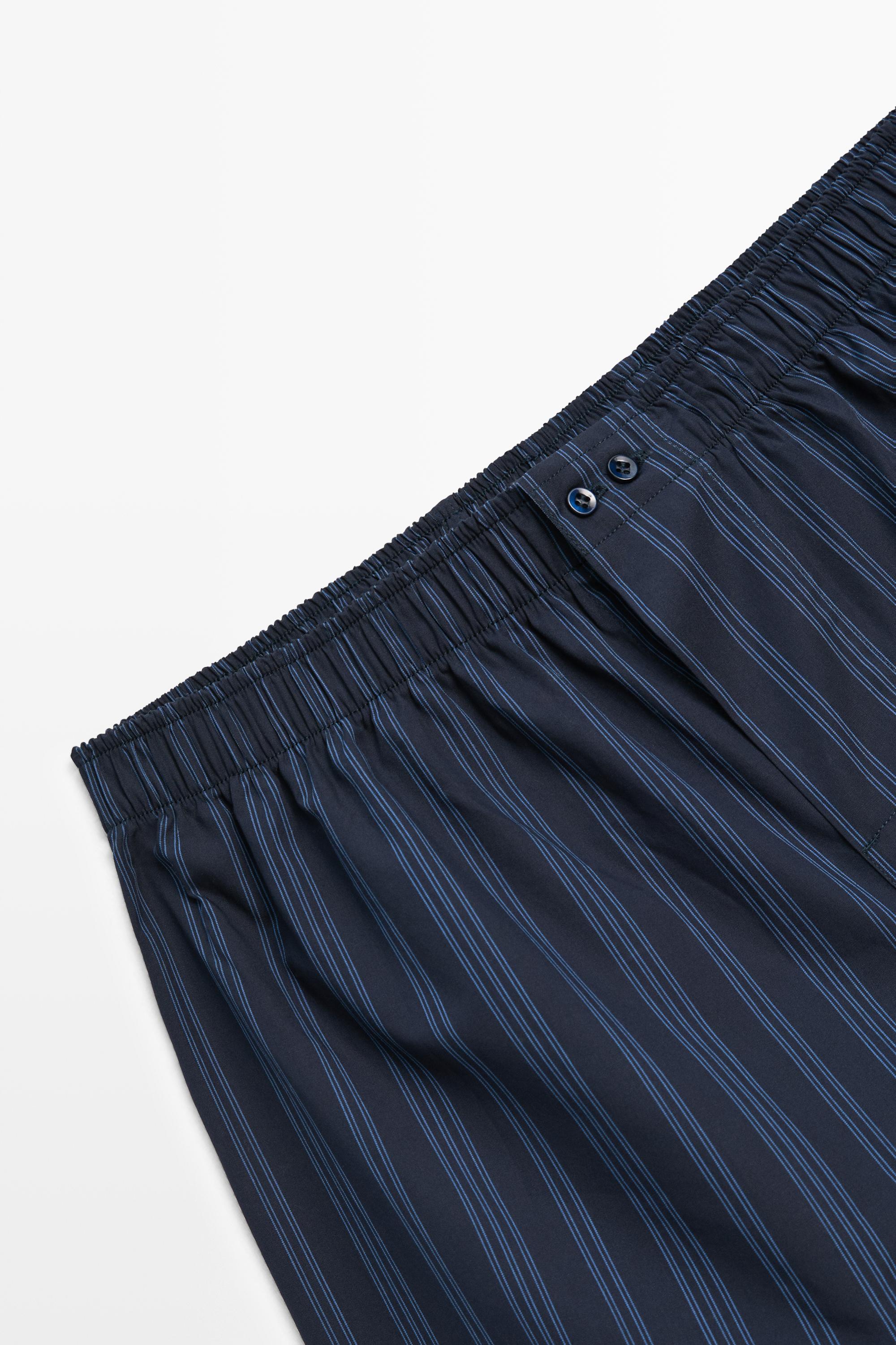 100% cotton striped boxers Navy Blue