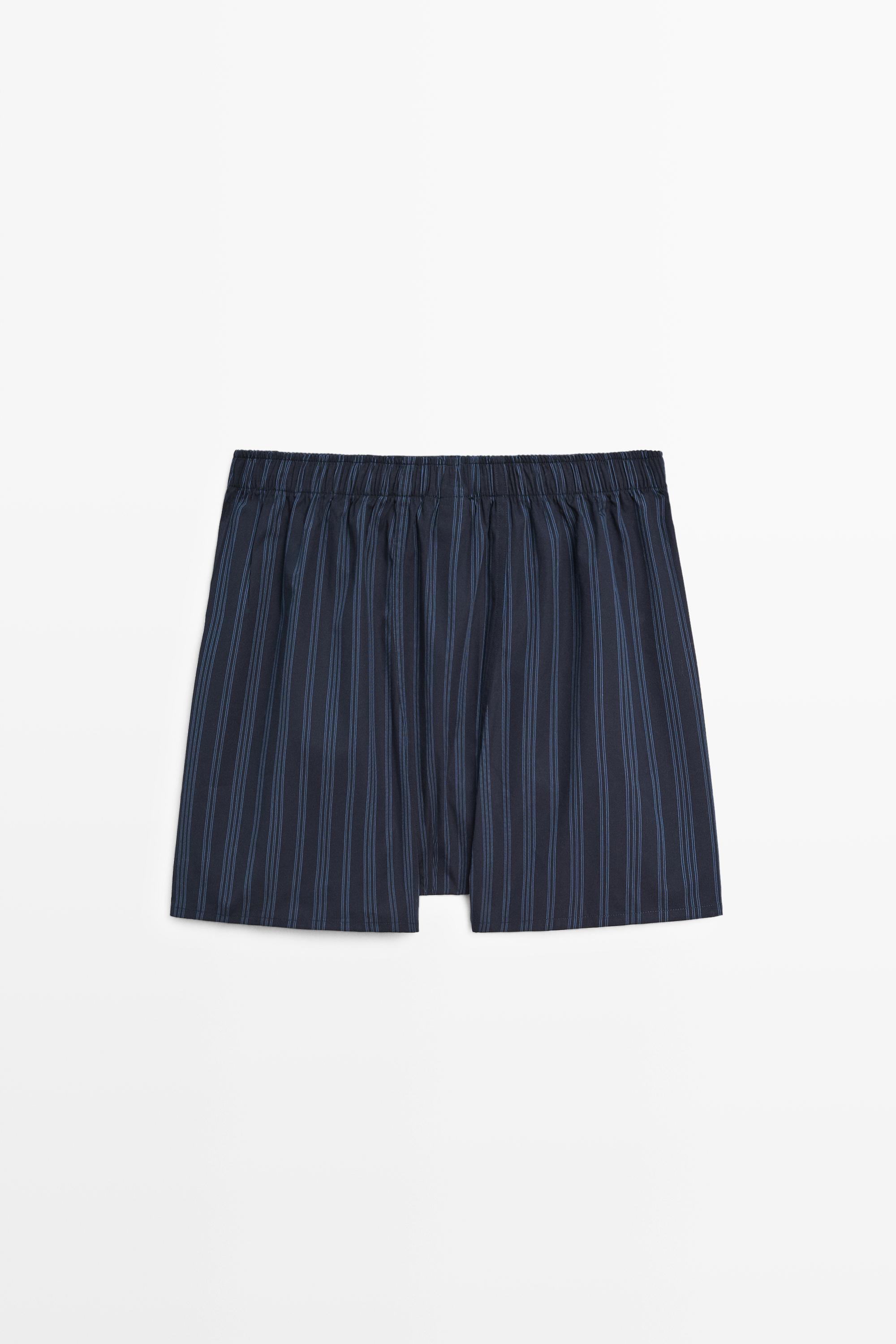 100% cotton striped boxers Navy Blue