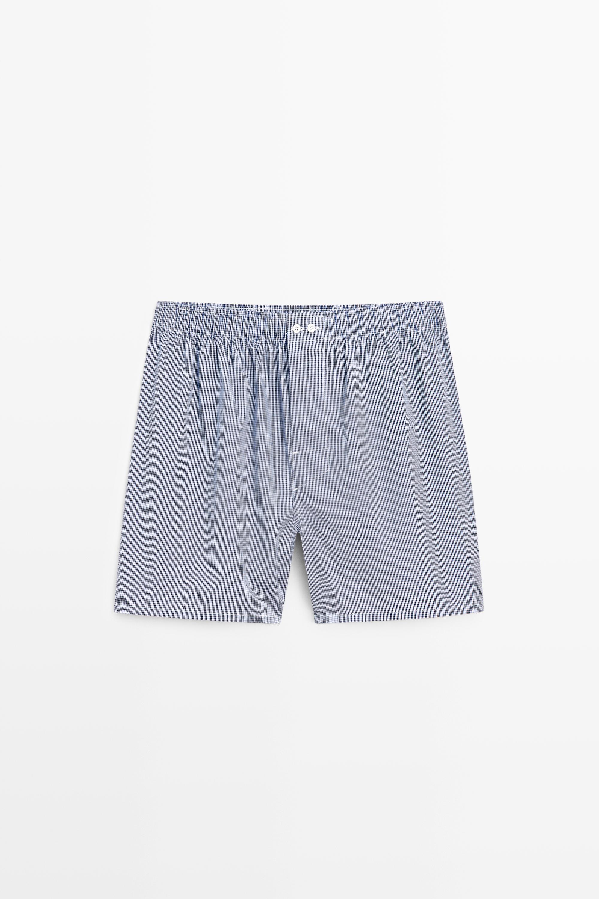 100% cotton micro-check boxers Navy Blue