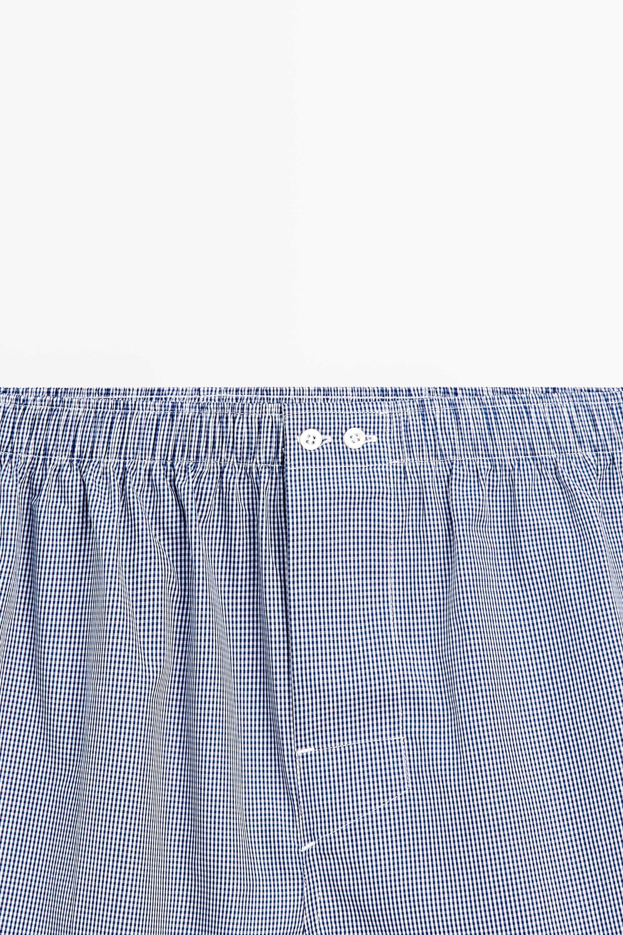 100% cotton micro-check boxers Navy Blue