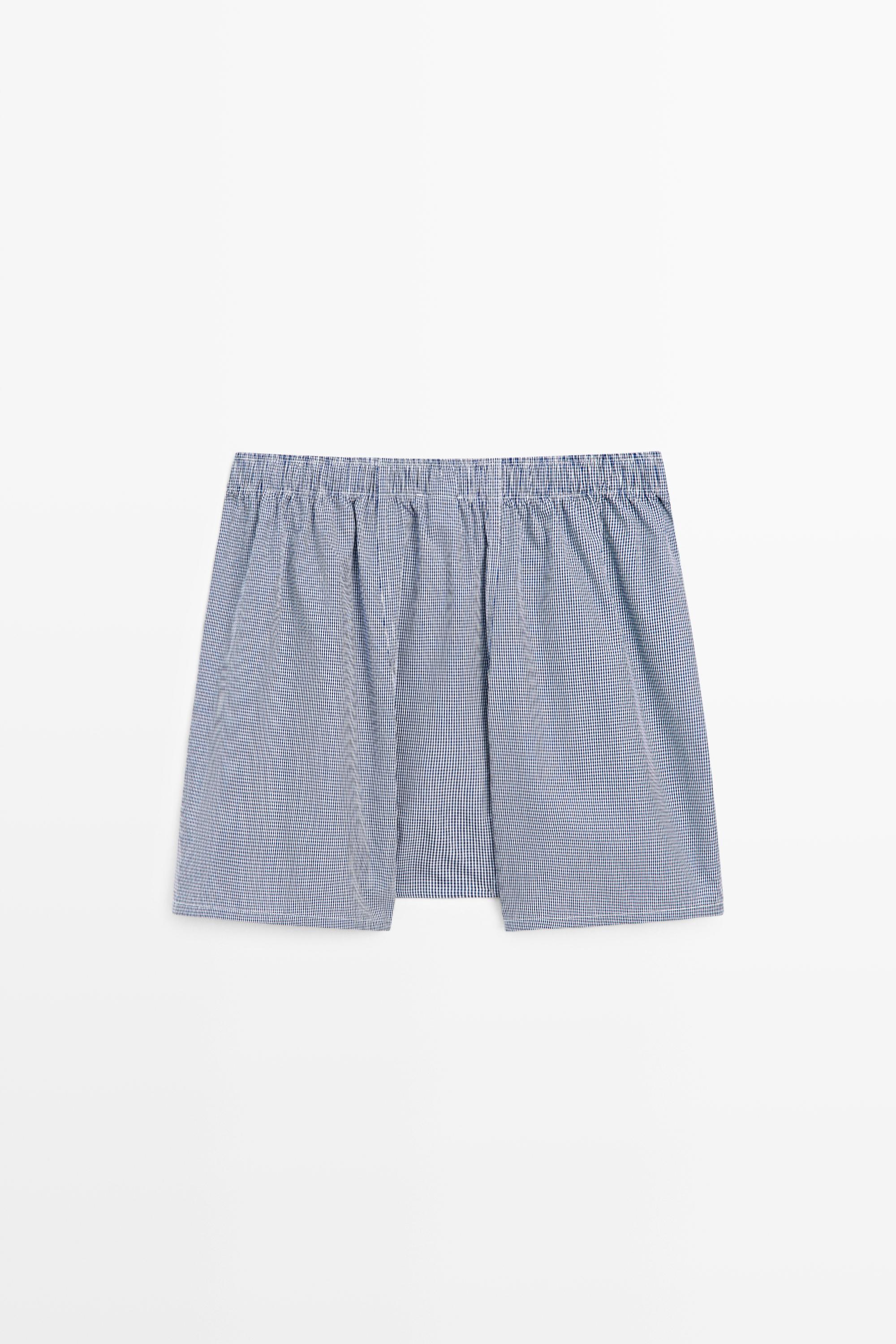 100% cotton micro-check boxers Navy Blue