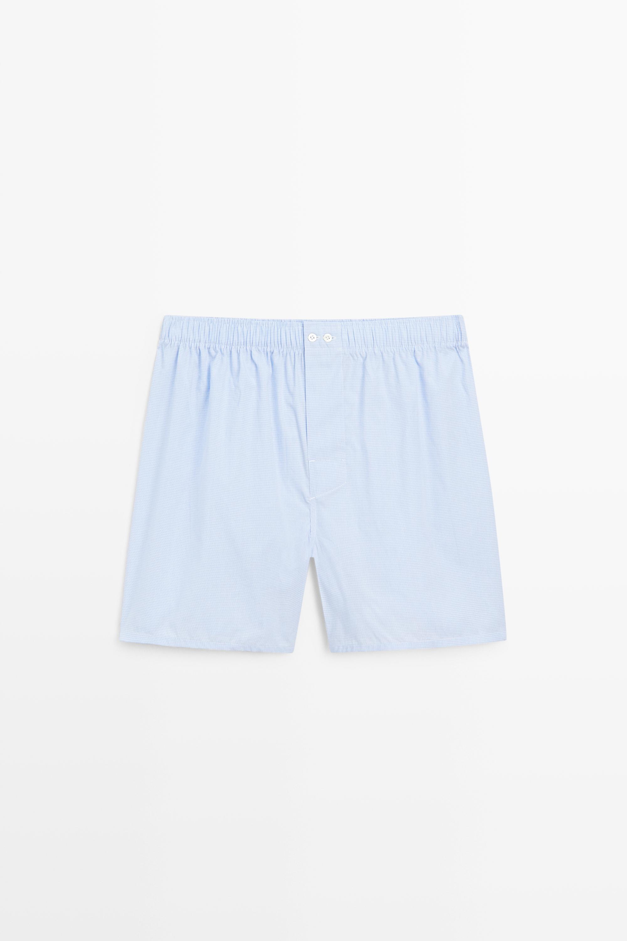 100% cotton micro-check boxers Sky Blue