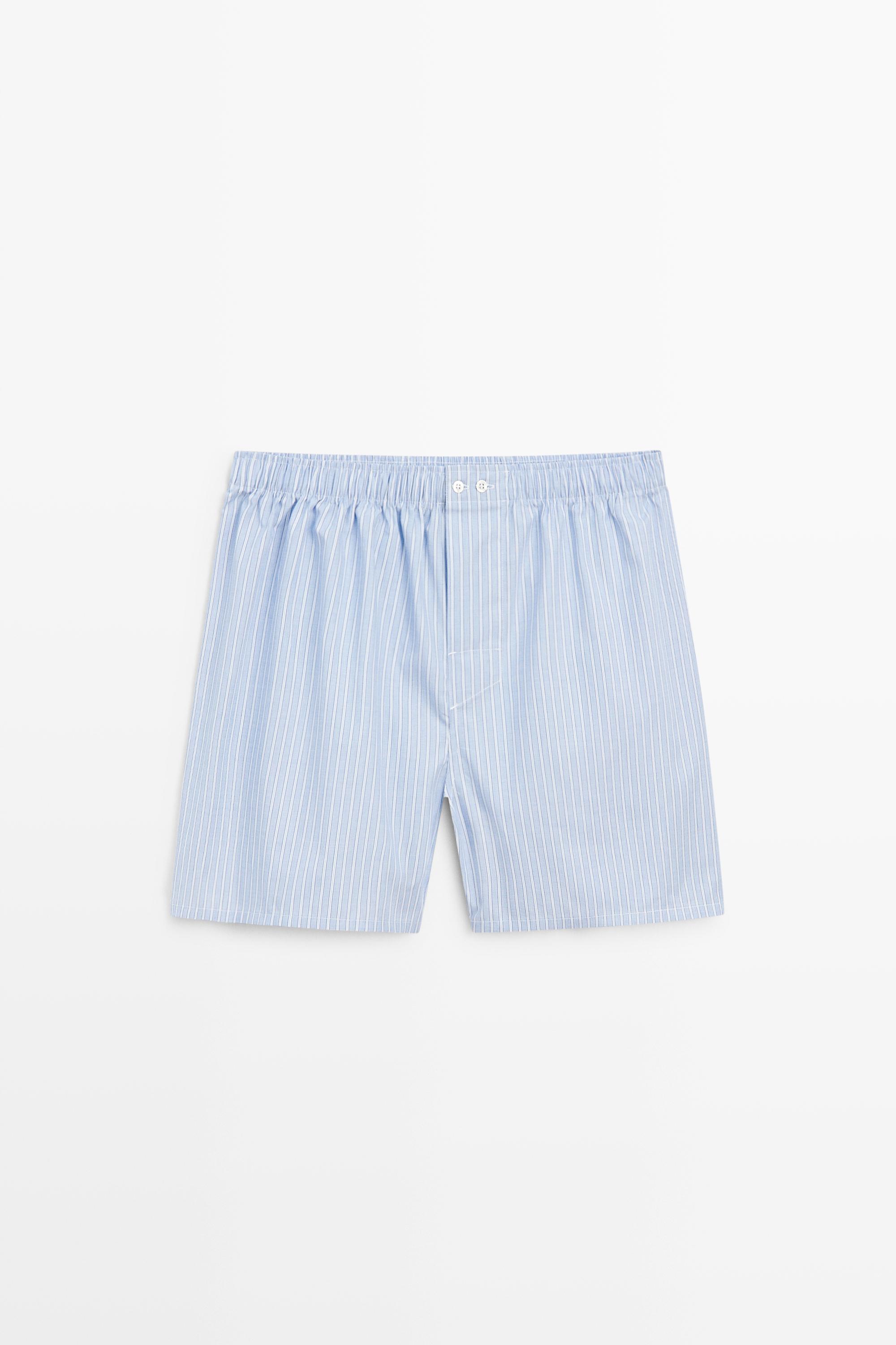 100% cotton striped boxers Sky Blue