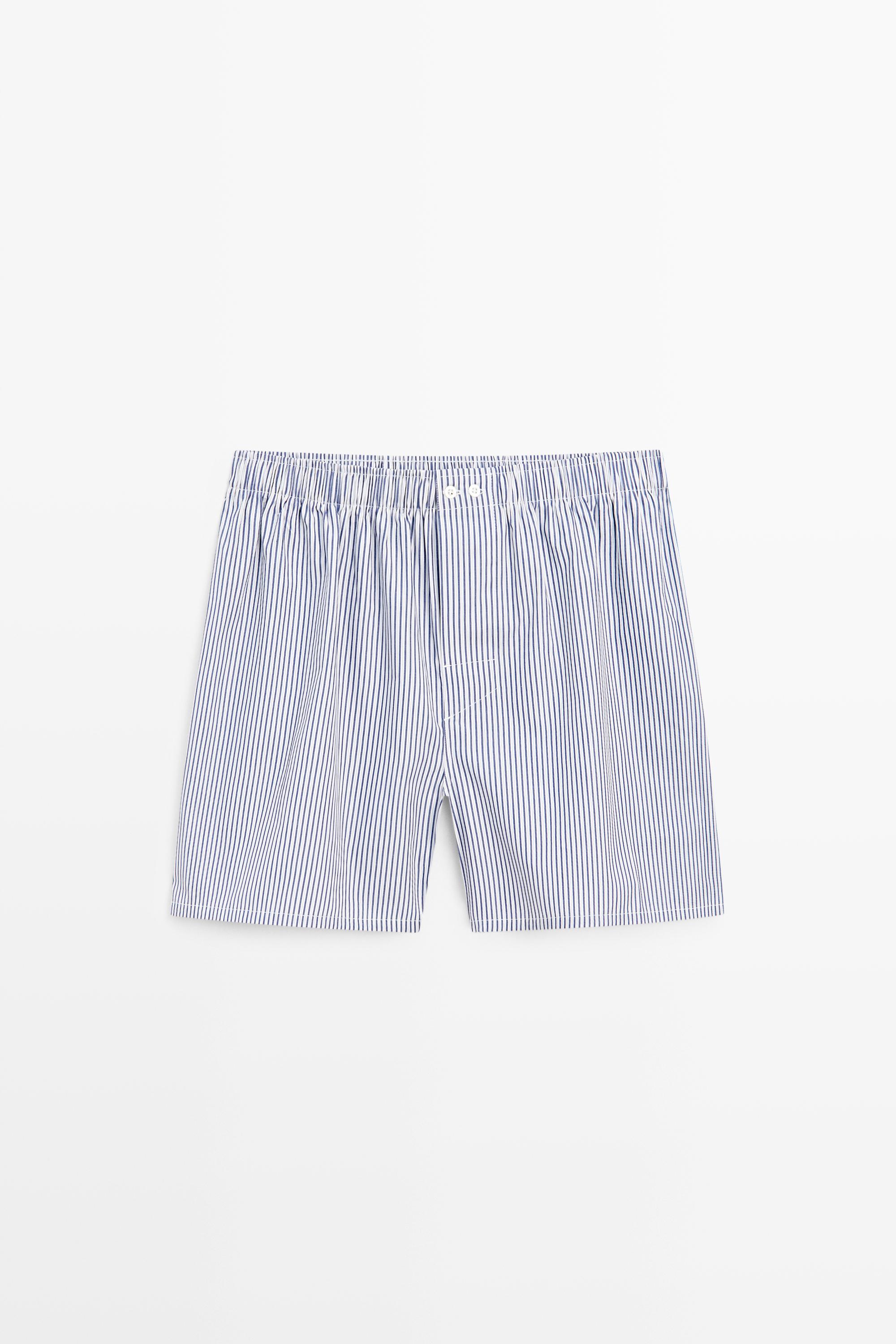 100% cotton striped boxers Navy Blue