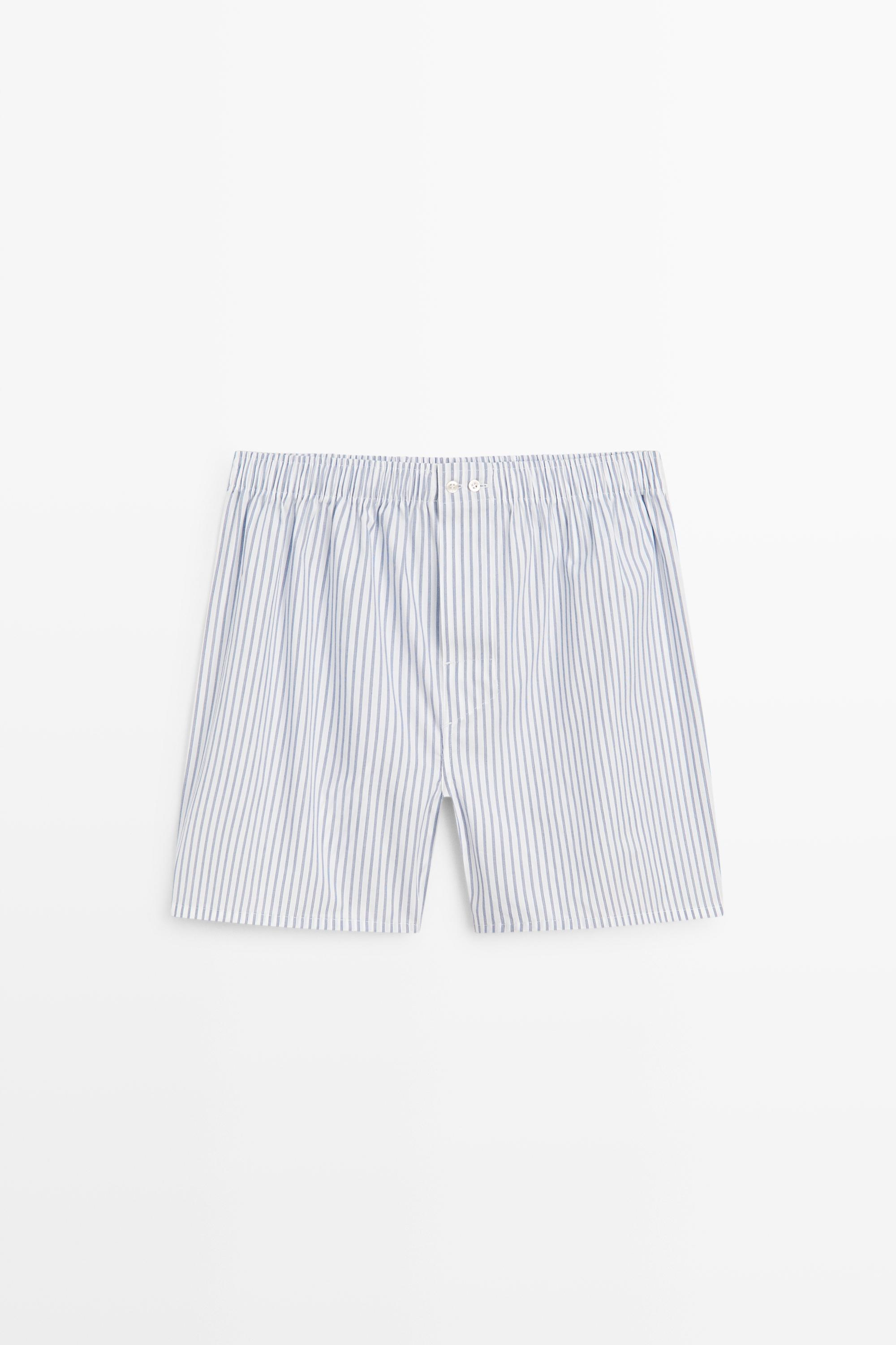100% cotton striped boxers White