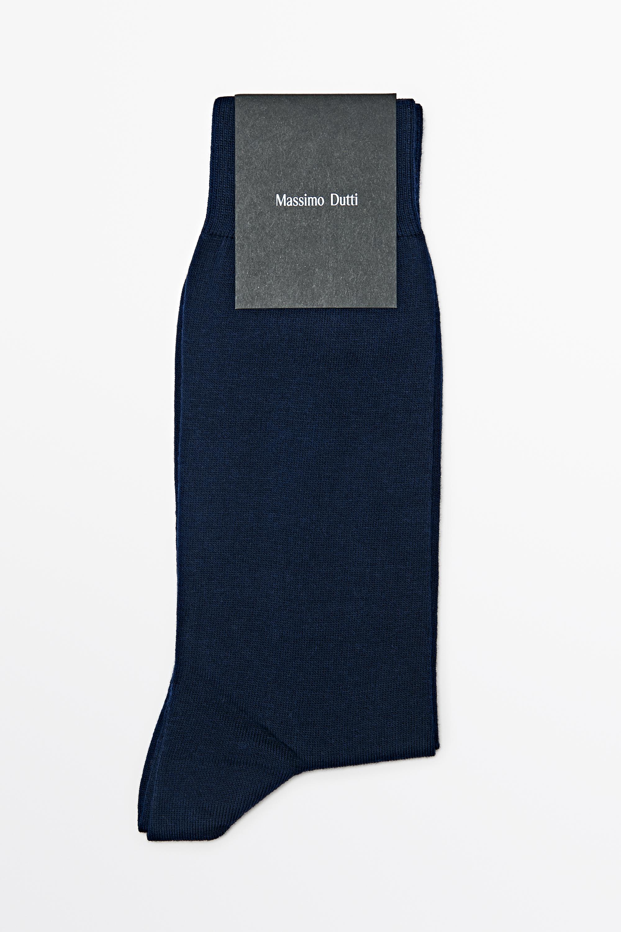 Plain cotton blend knit socks Navy Blue