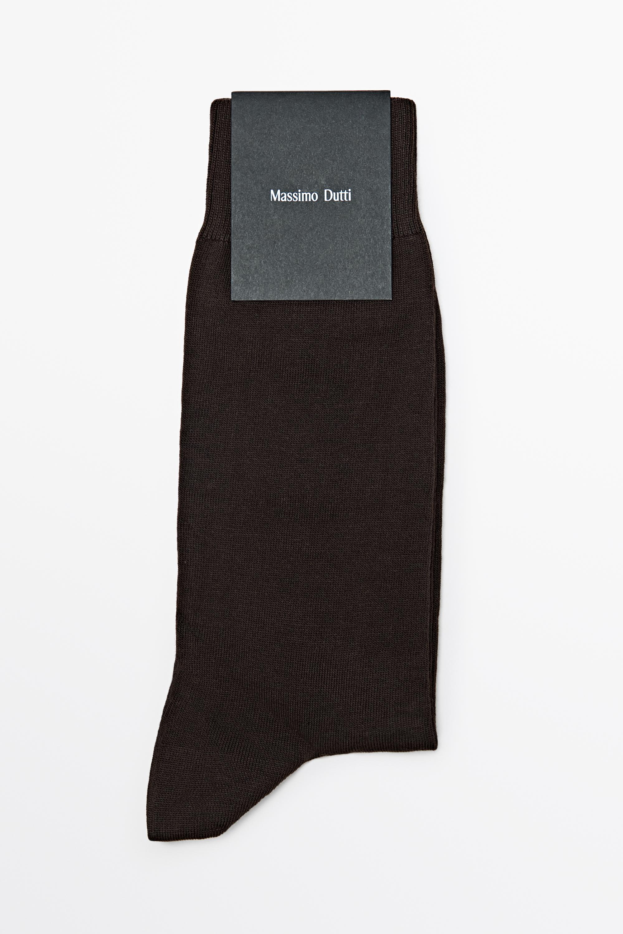Plain cotton blend knit socks Brown