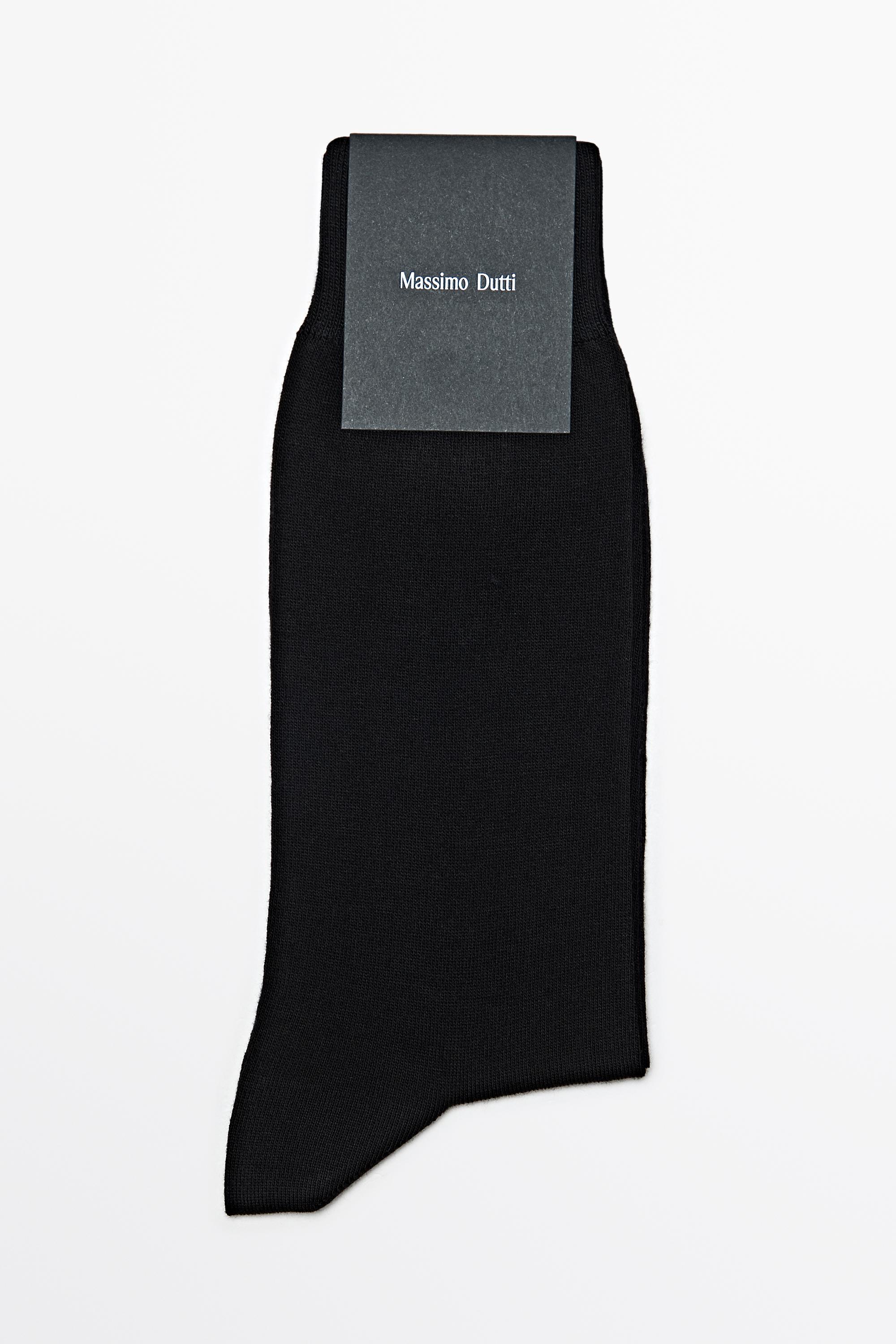 Plain cotton blend knit socks Black