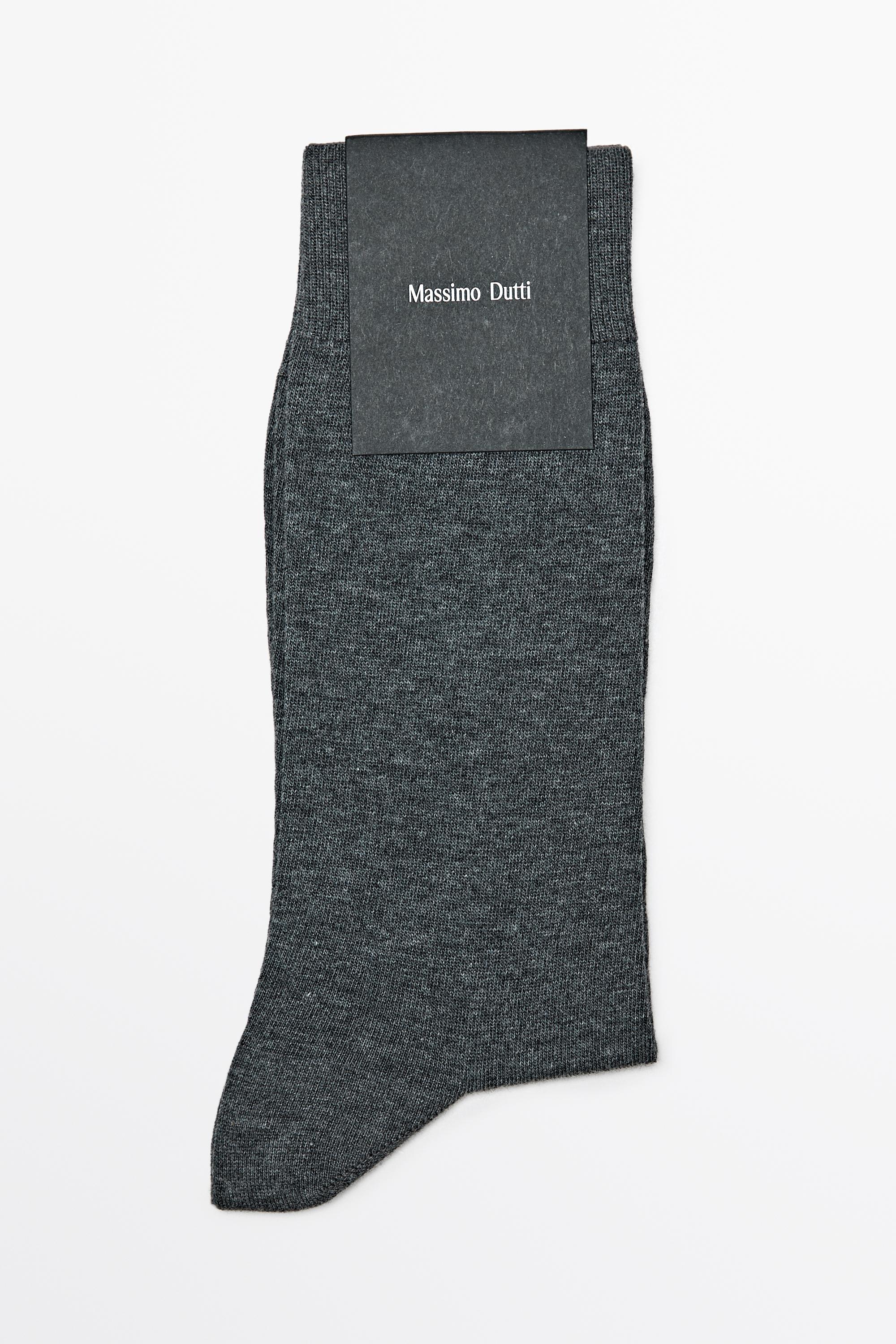 Plain cotton blend knit socks Grey