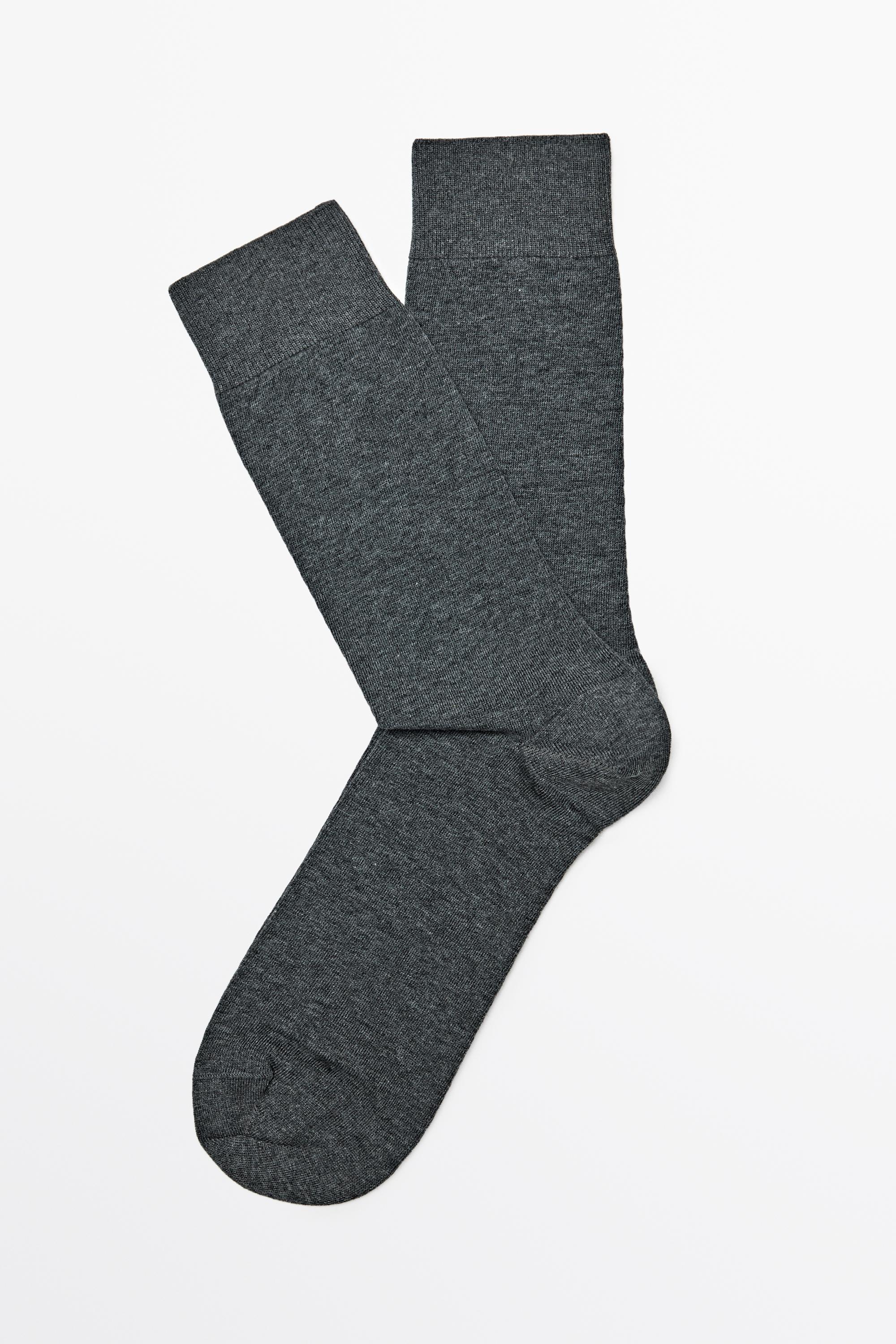 Plain cotton blend knit socks Grey