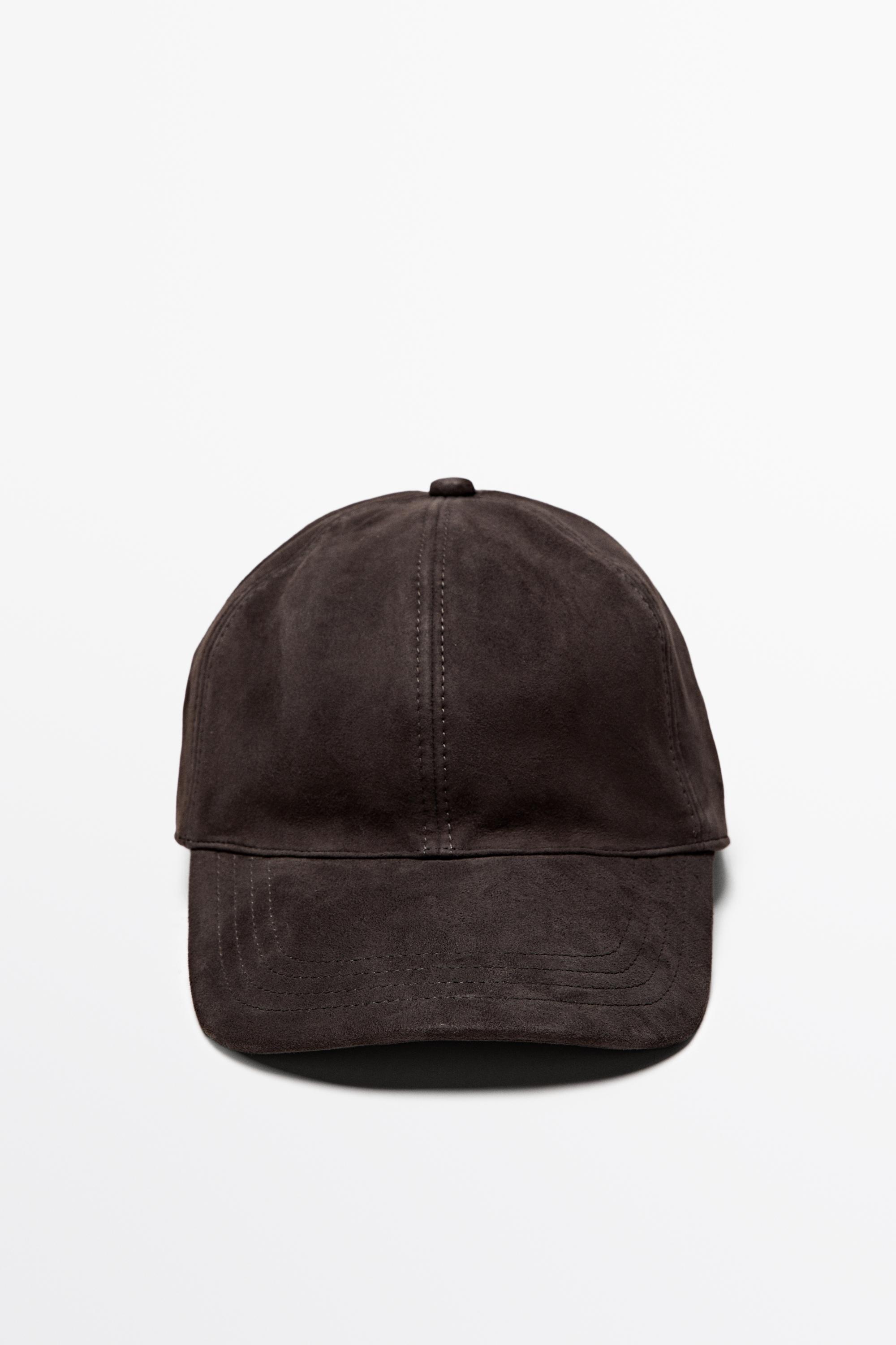 Suede leather cap Brown