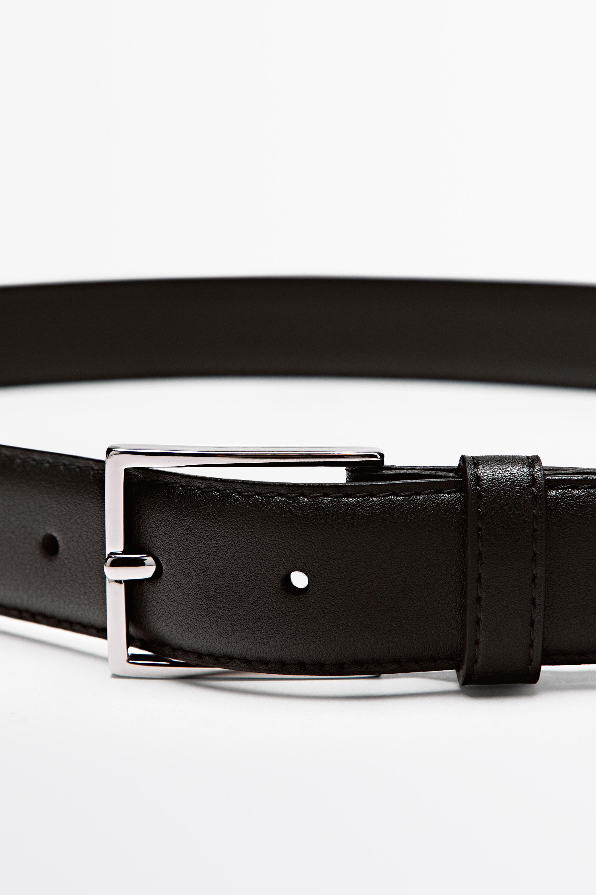 Smart nappa leather belt with topstitching Black
