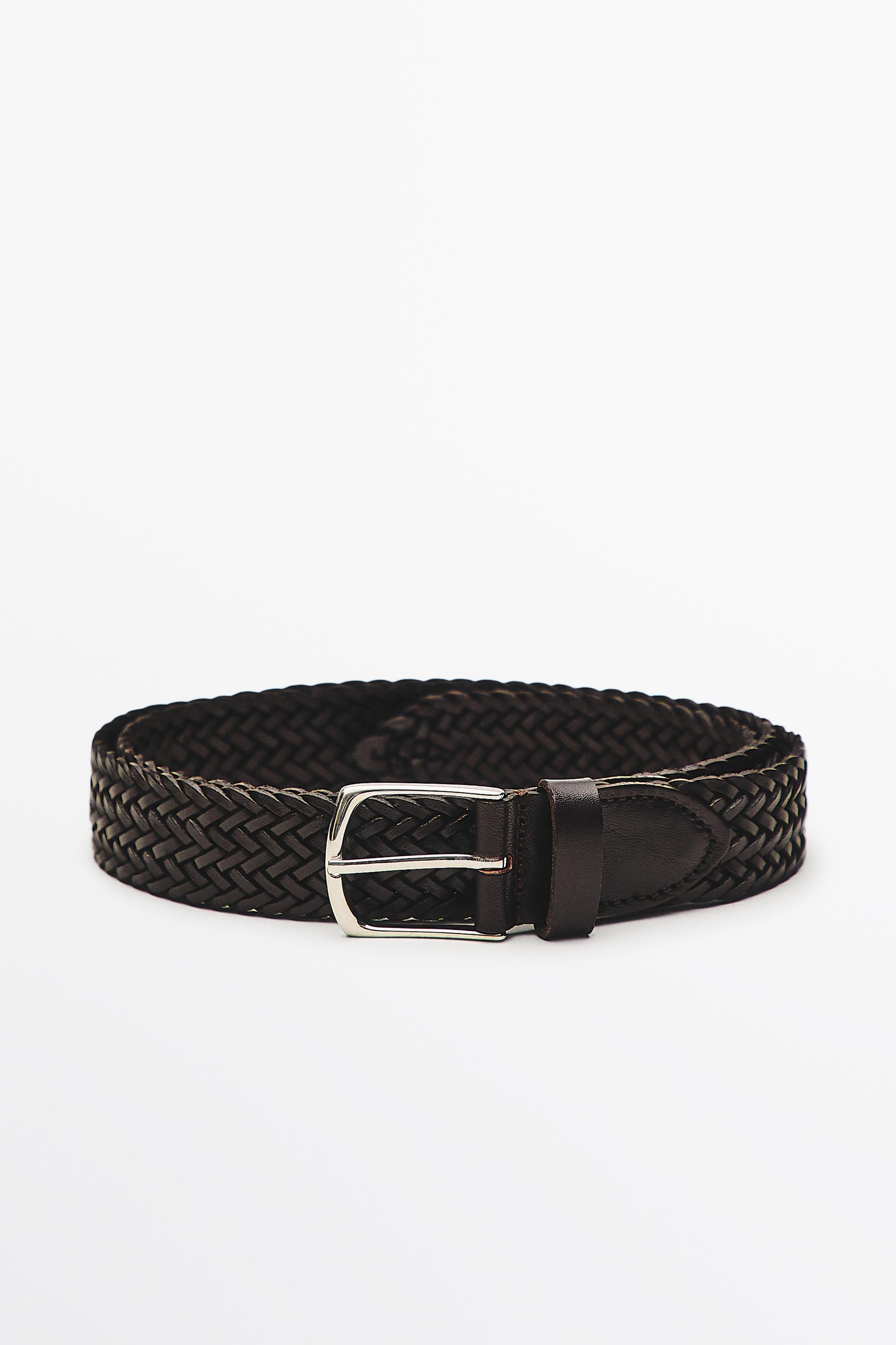Braided nappa leather belt Brown