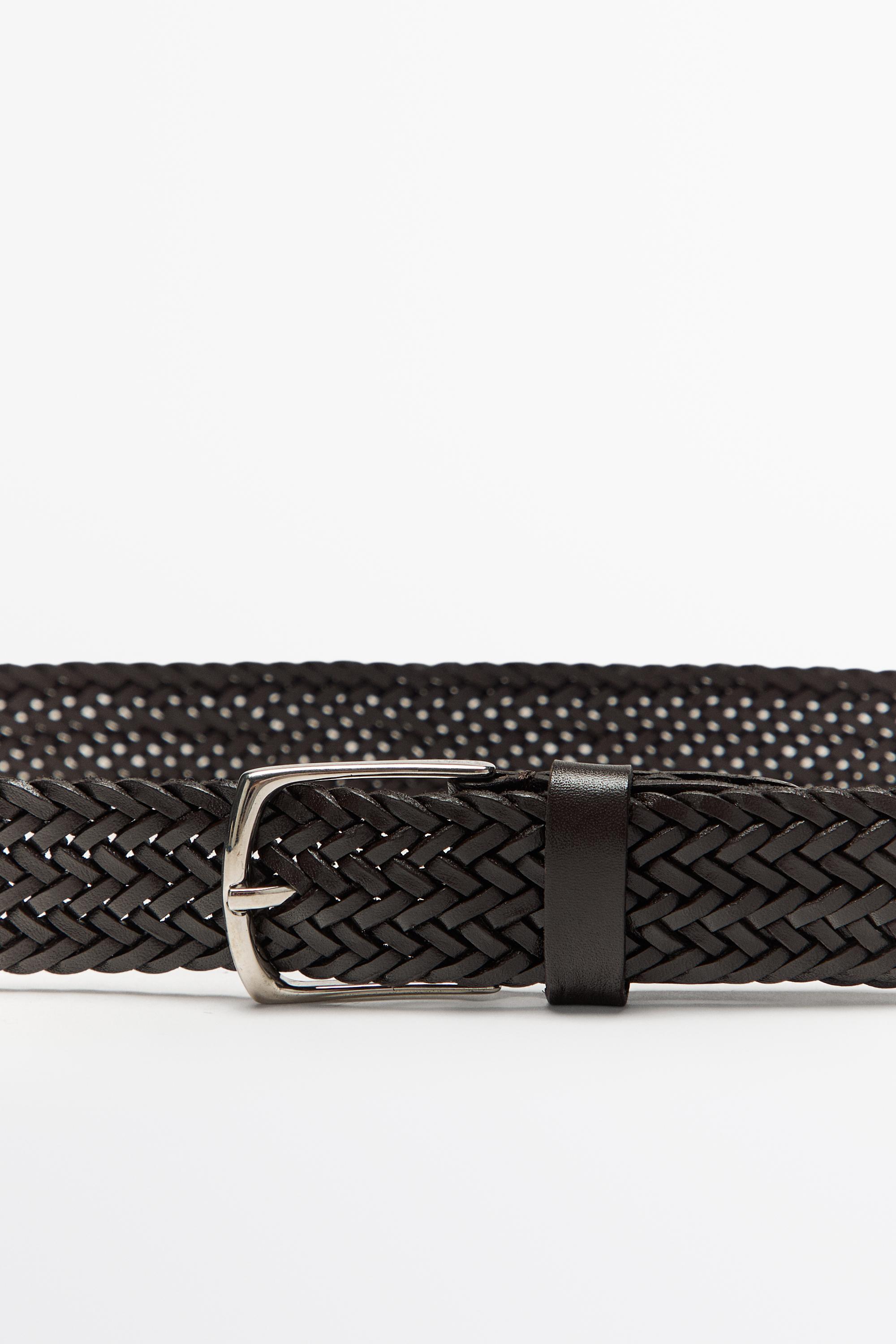 Braided nappa leather belt Brown