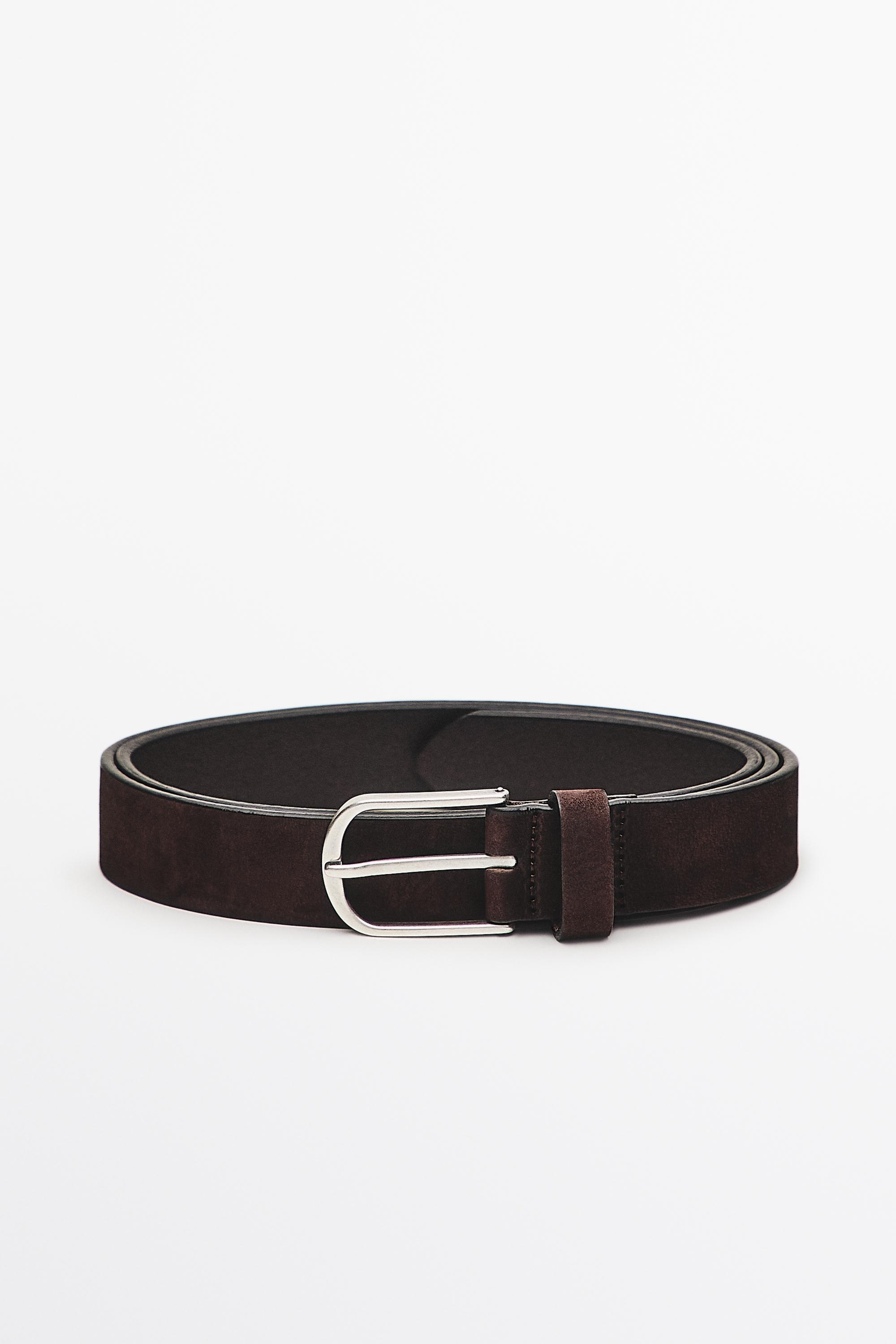 Nubuck leather belt Brown
