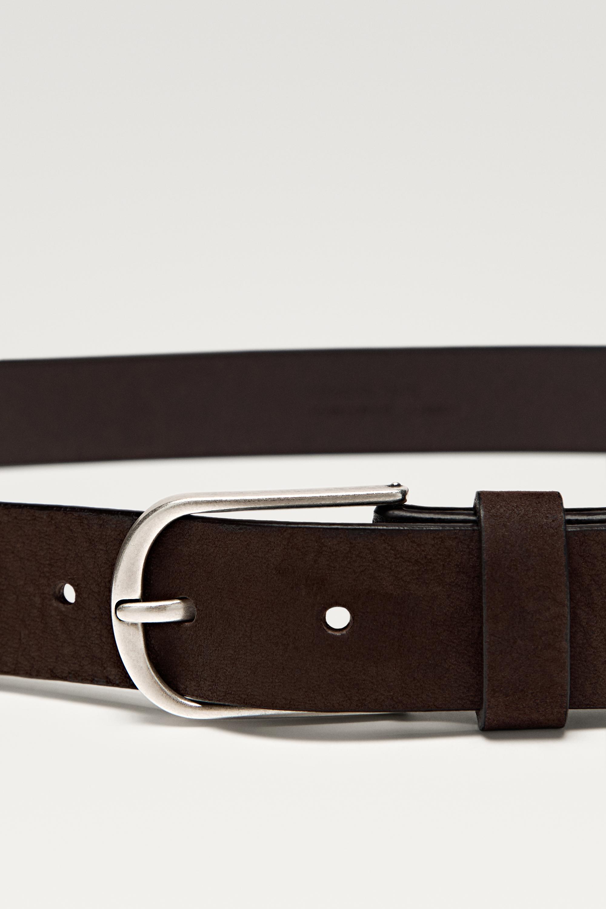 Nubuck leather belt Brown