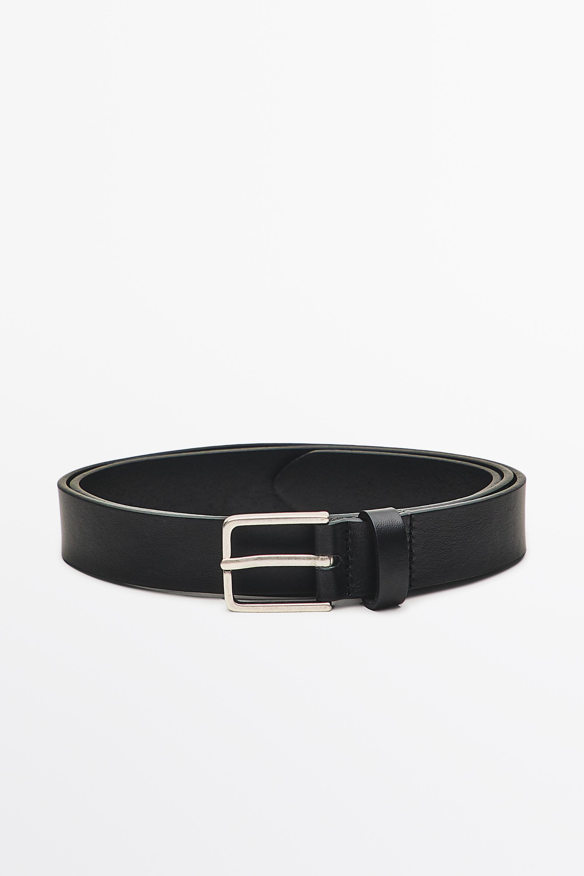 Nappa leather belt with rectangular buckle Black