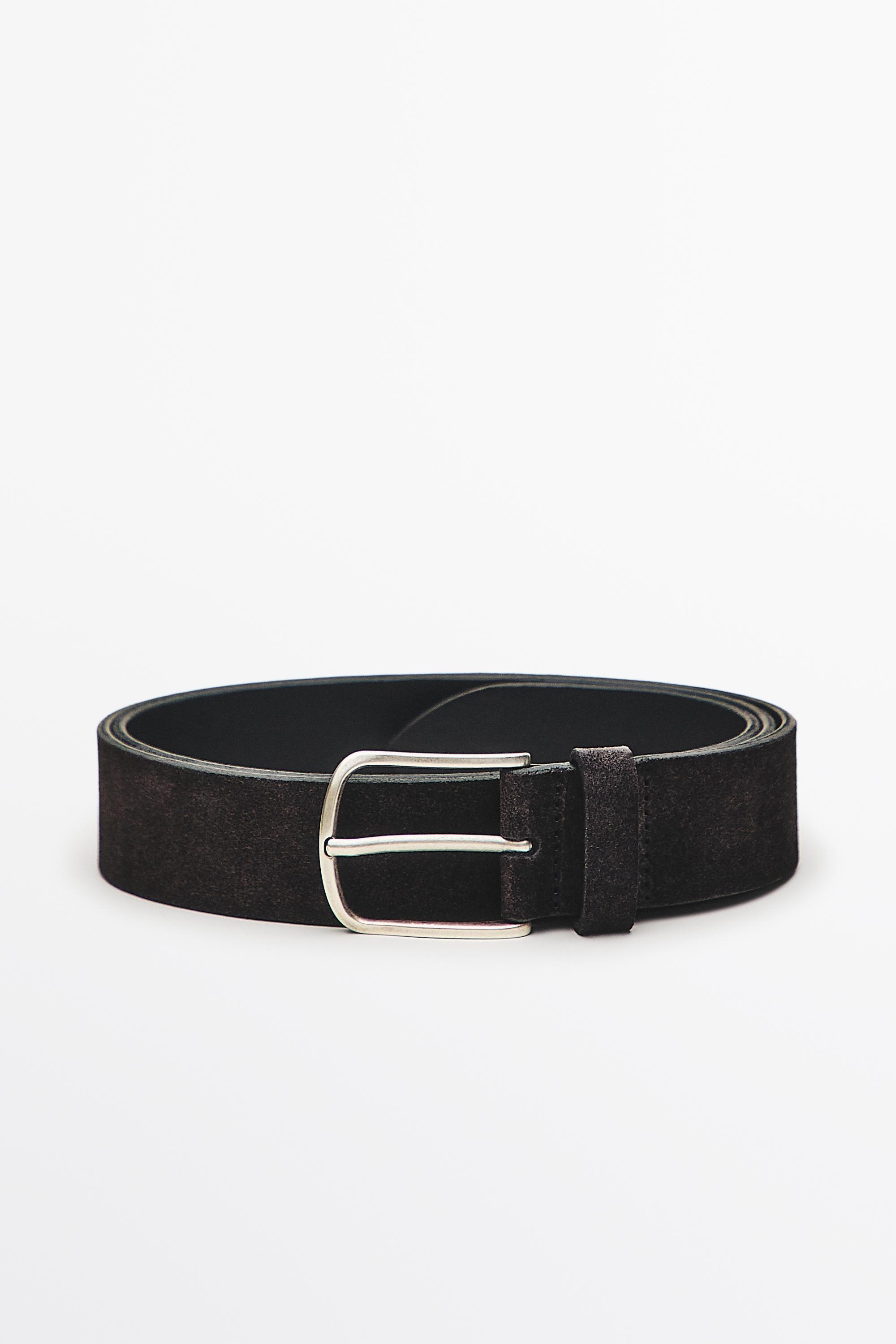 Plush nappa leather belt Bluish Grey