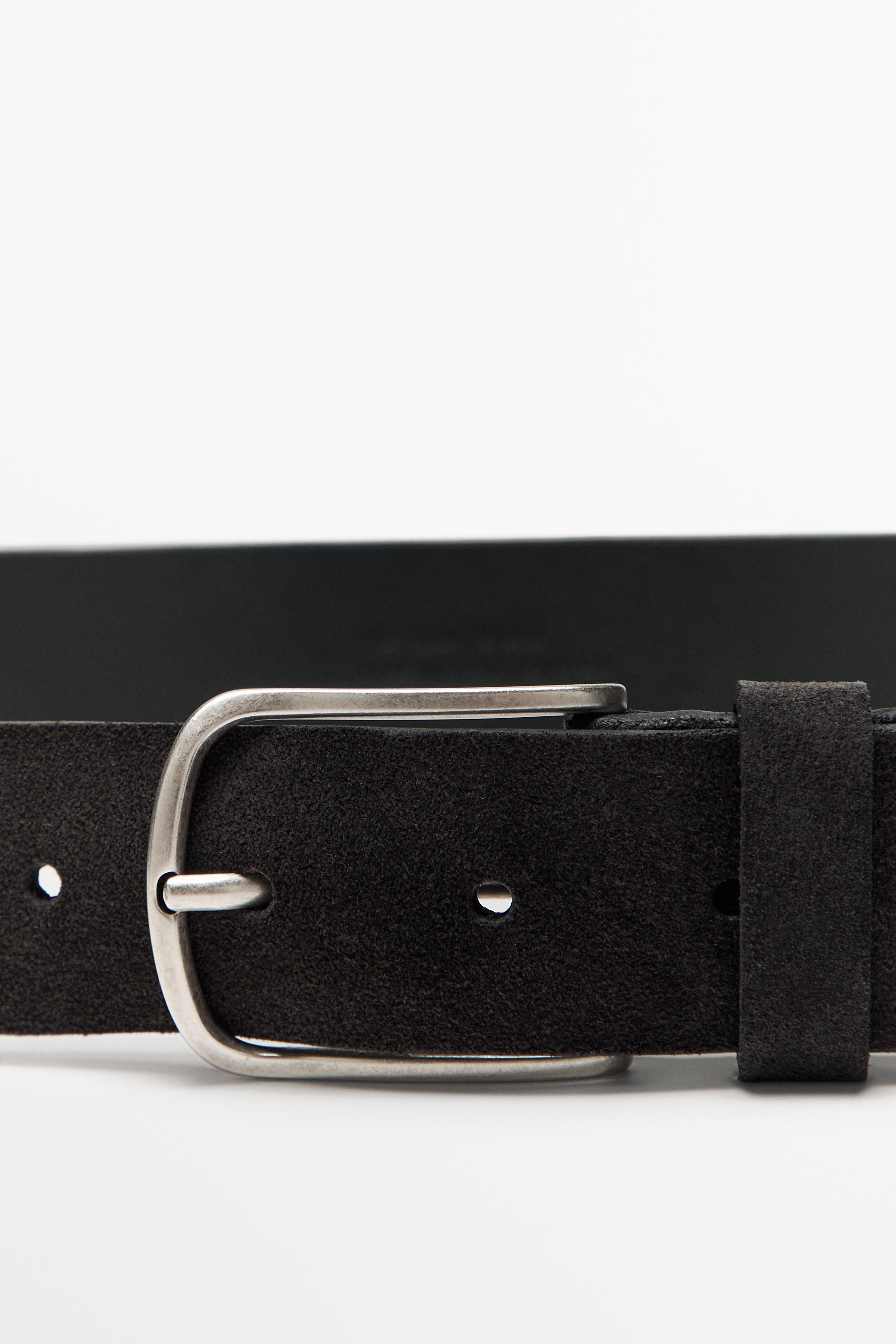 Plush nappa leather belt Bluish Grey