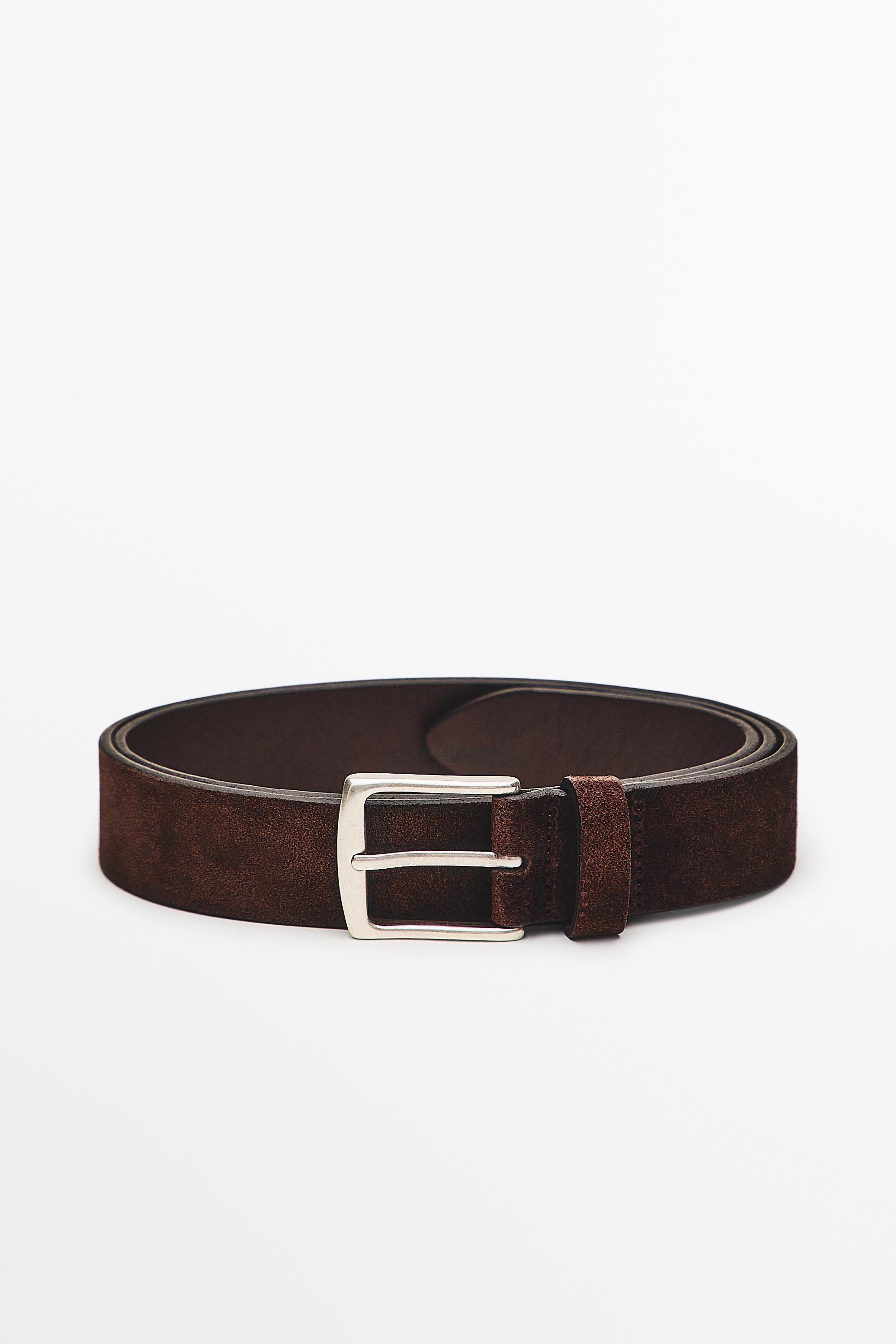 Plush nappa leather belt Brown