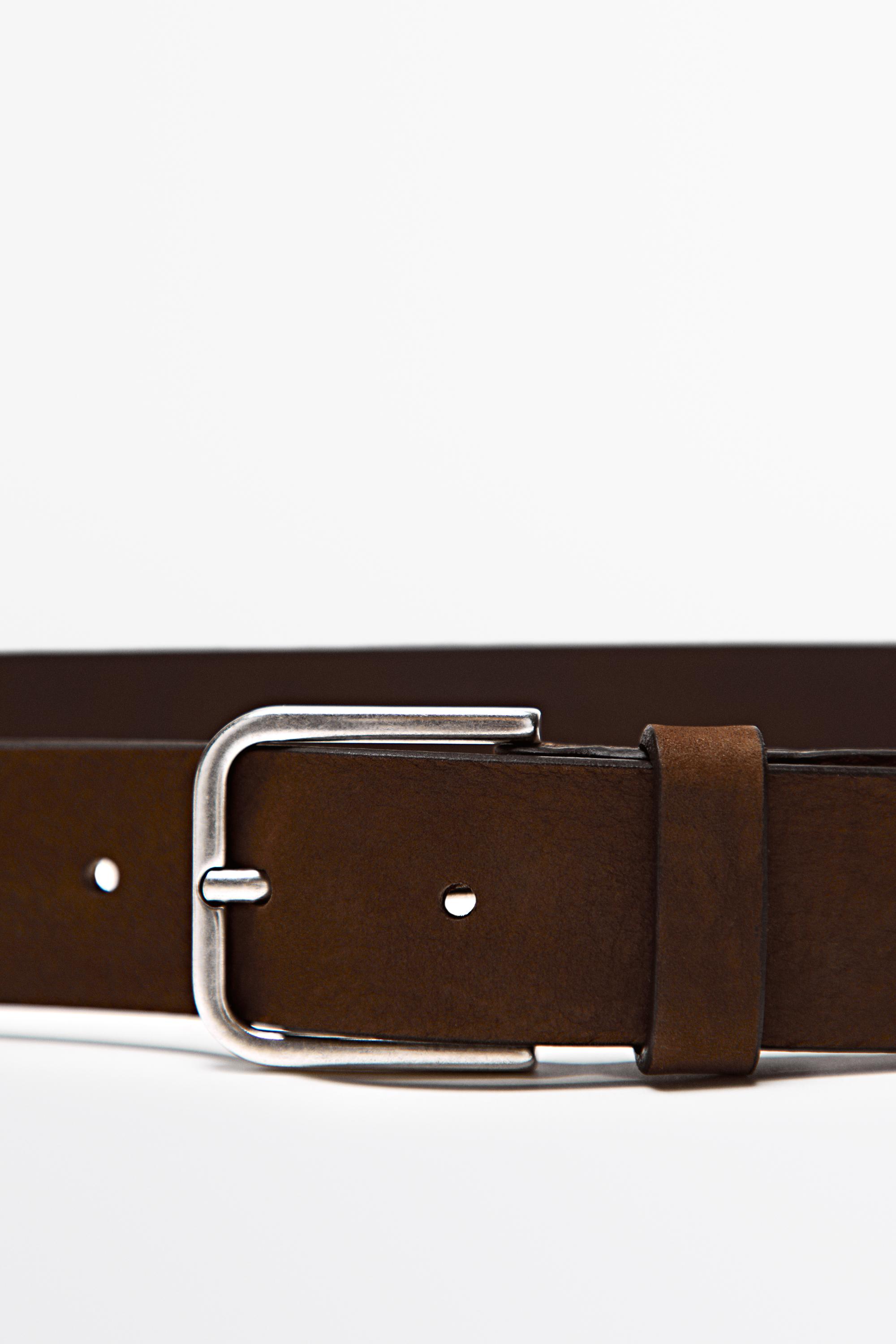 Nubuck leather belt Brown