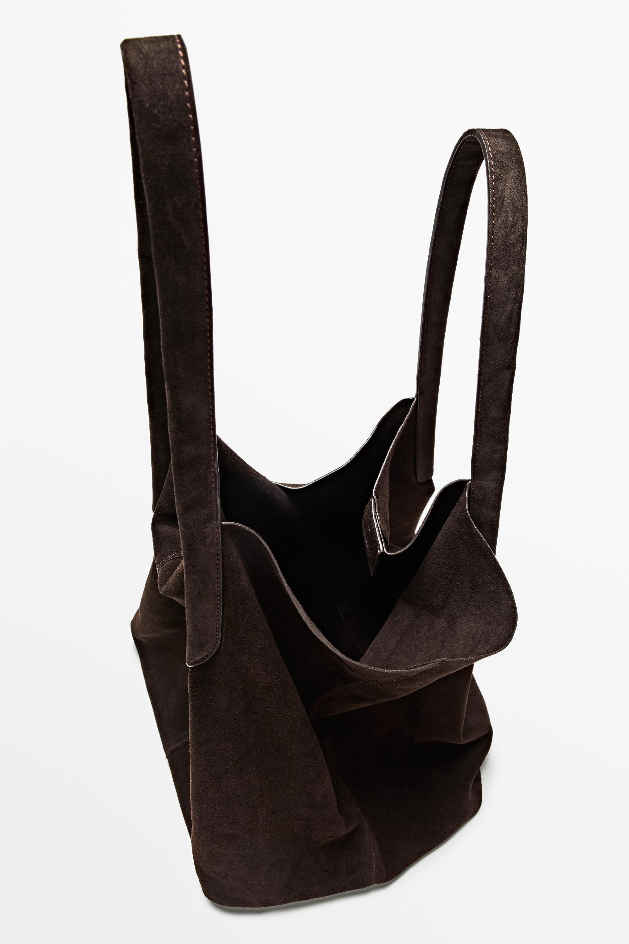 Split suede leather tote bag Chocolate
